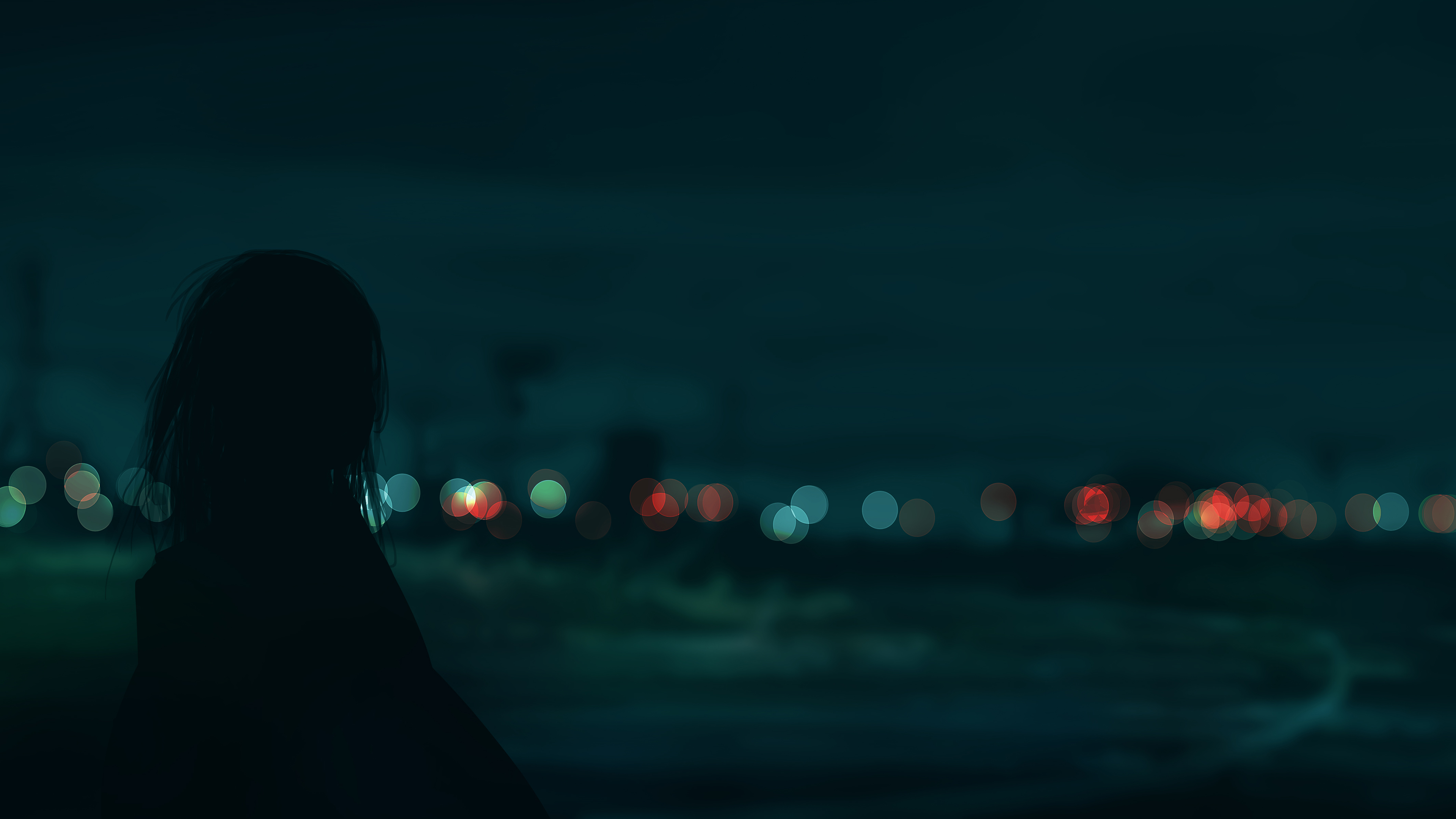 城市夜景,背影,深夜