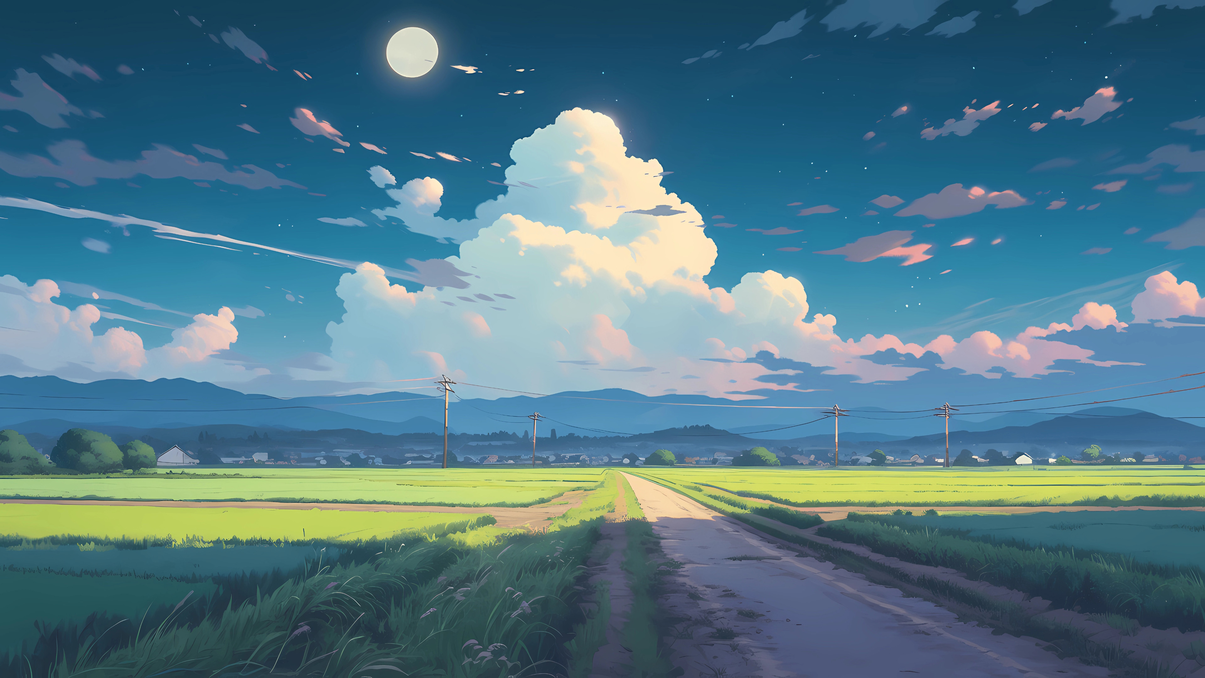 静寂时光,乡间小路,电线,乡村