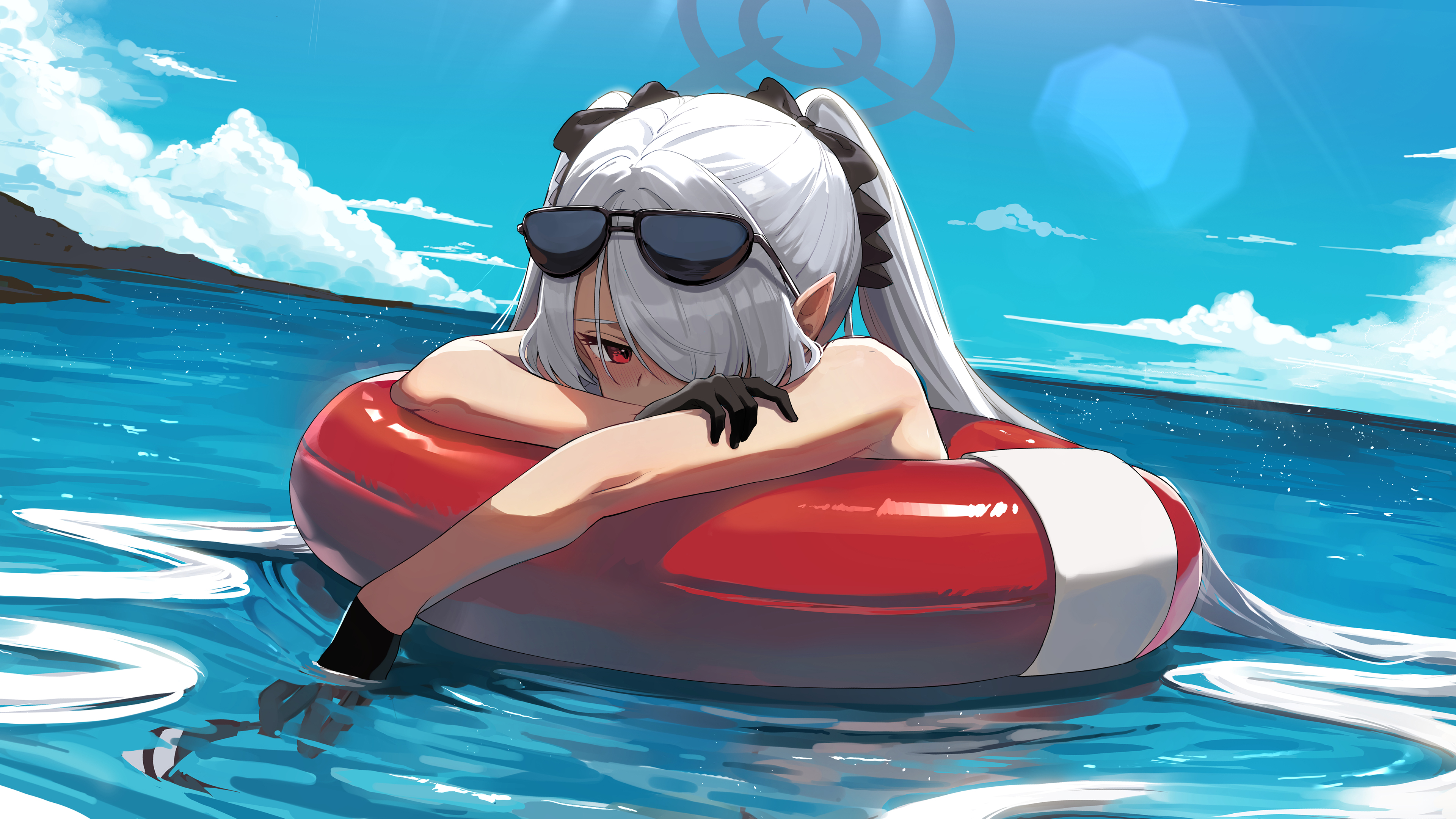 游泳圈,海洋,蓝天