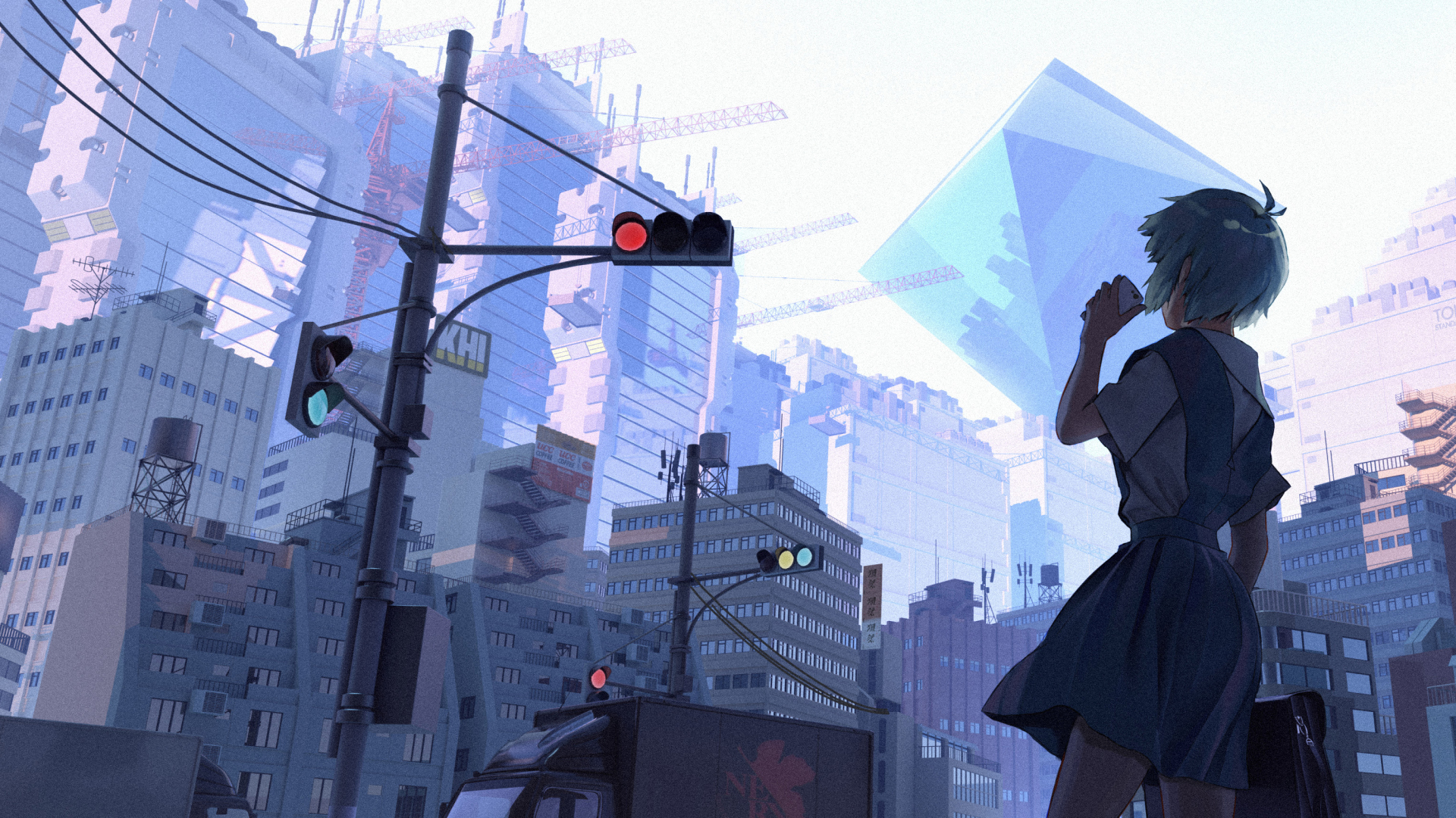 福音战士,交通灯,城市