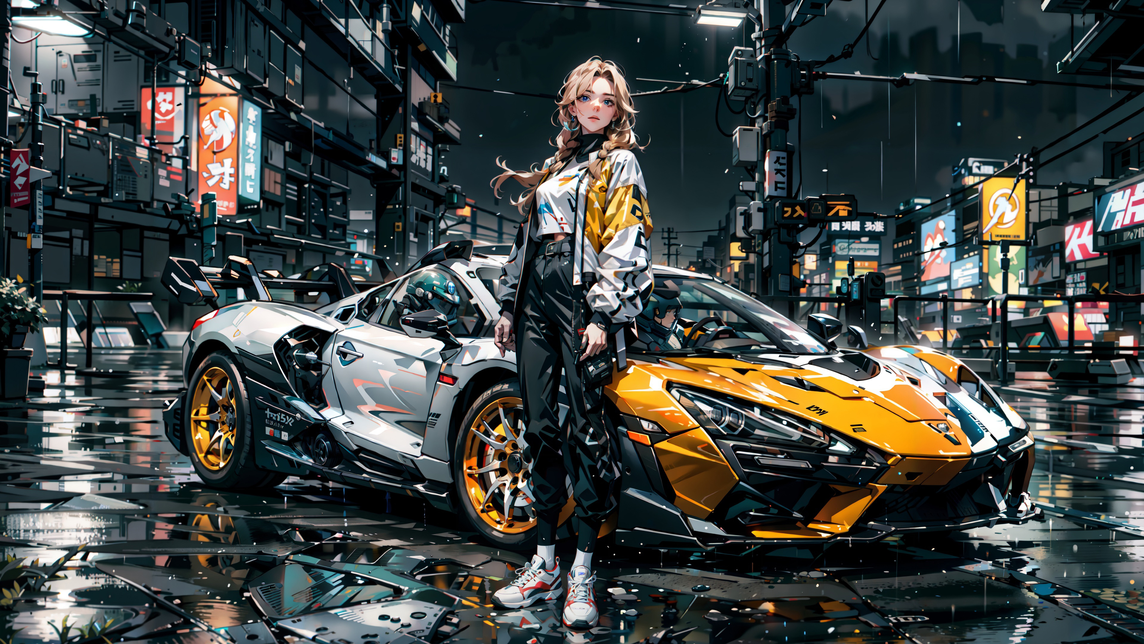 城市街道,夜晚,机车,跑车