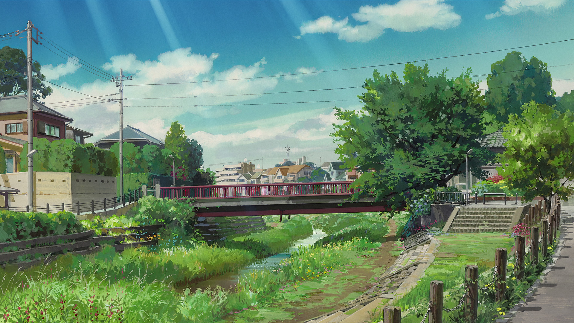 小镇,小河,街道,台阶