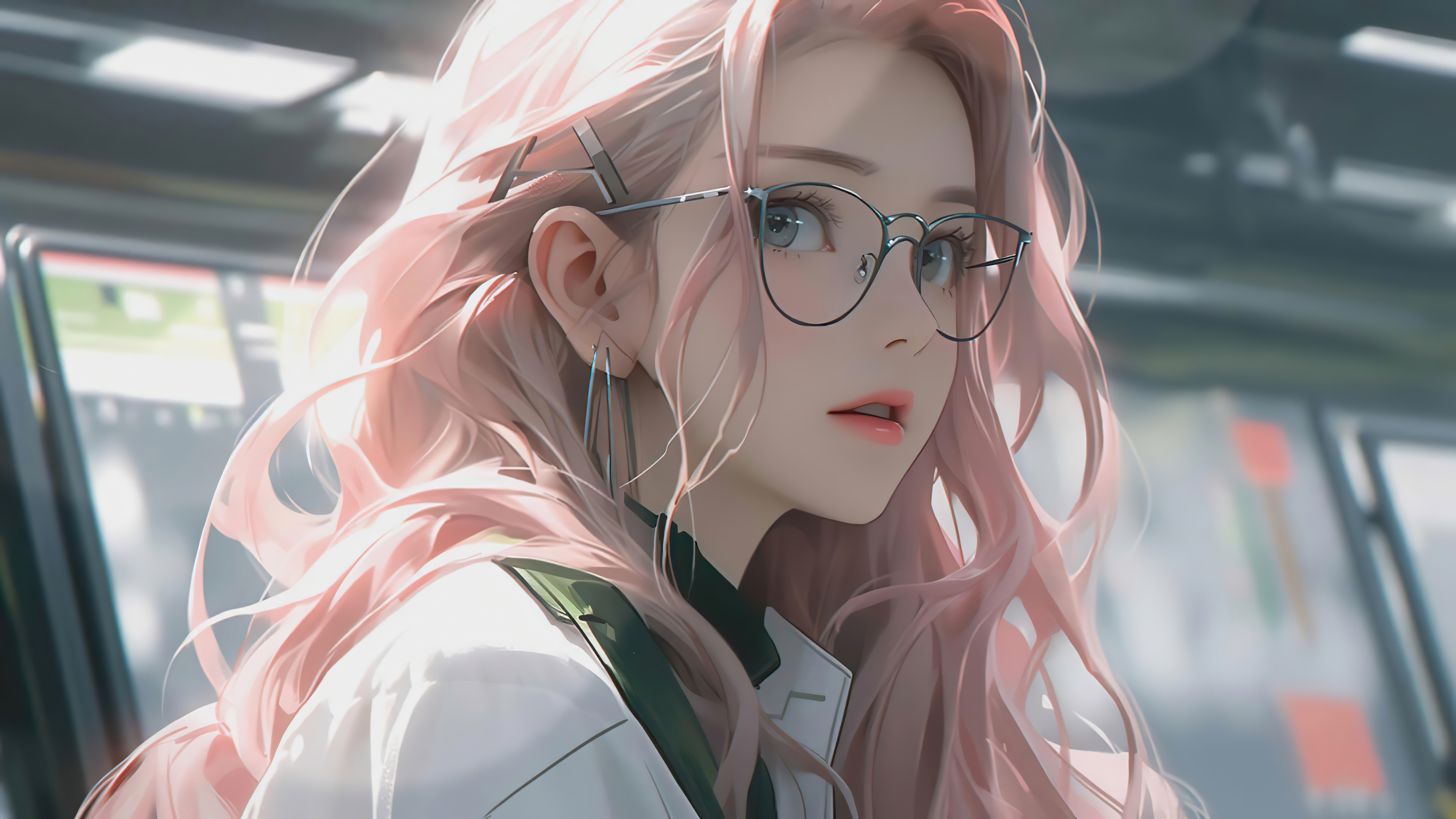 眼镜,粉红,气质