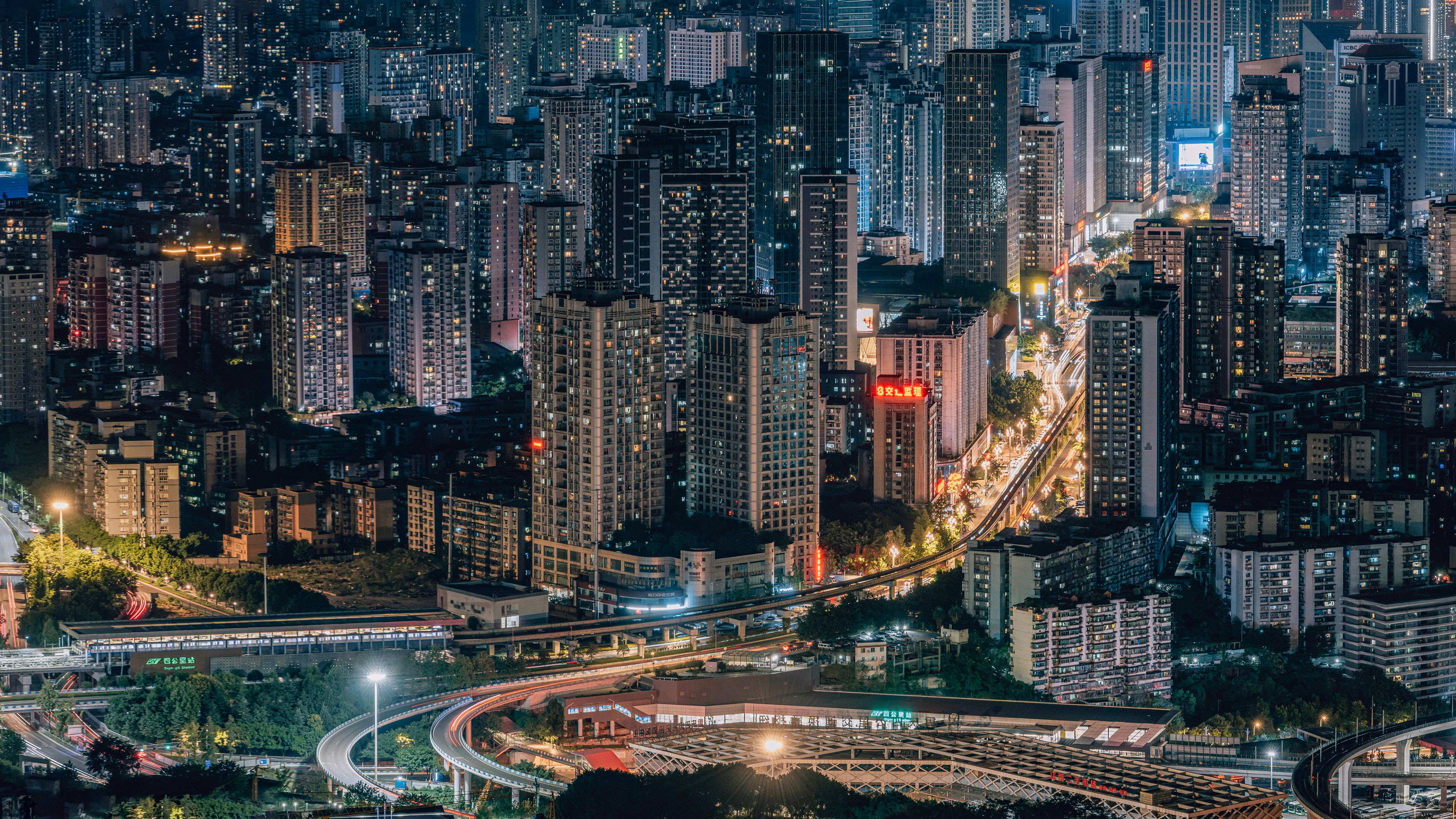 城市夜景,重庆,山城,立交桥