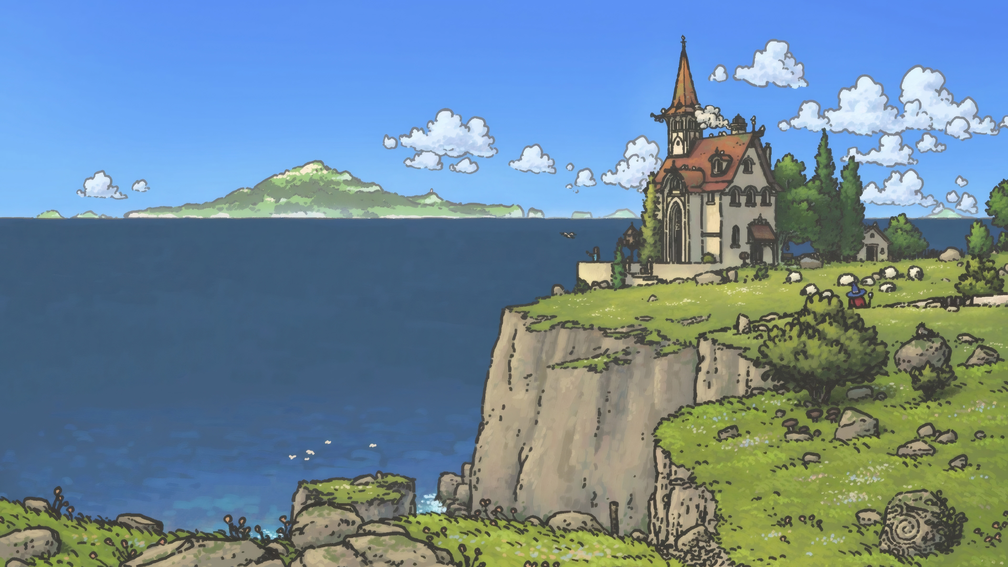 童话,城堡,海岸,云彩