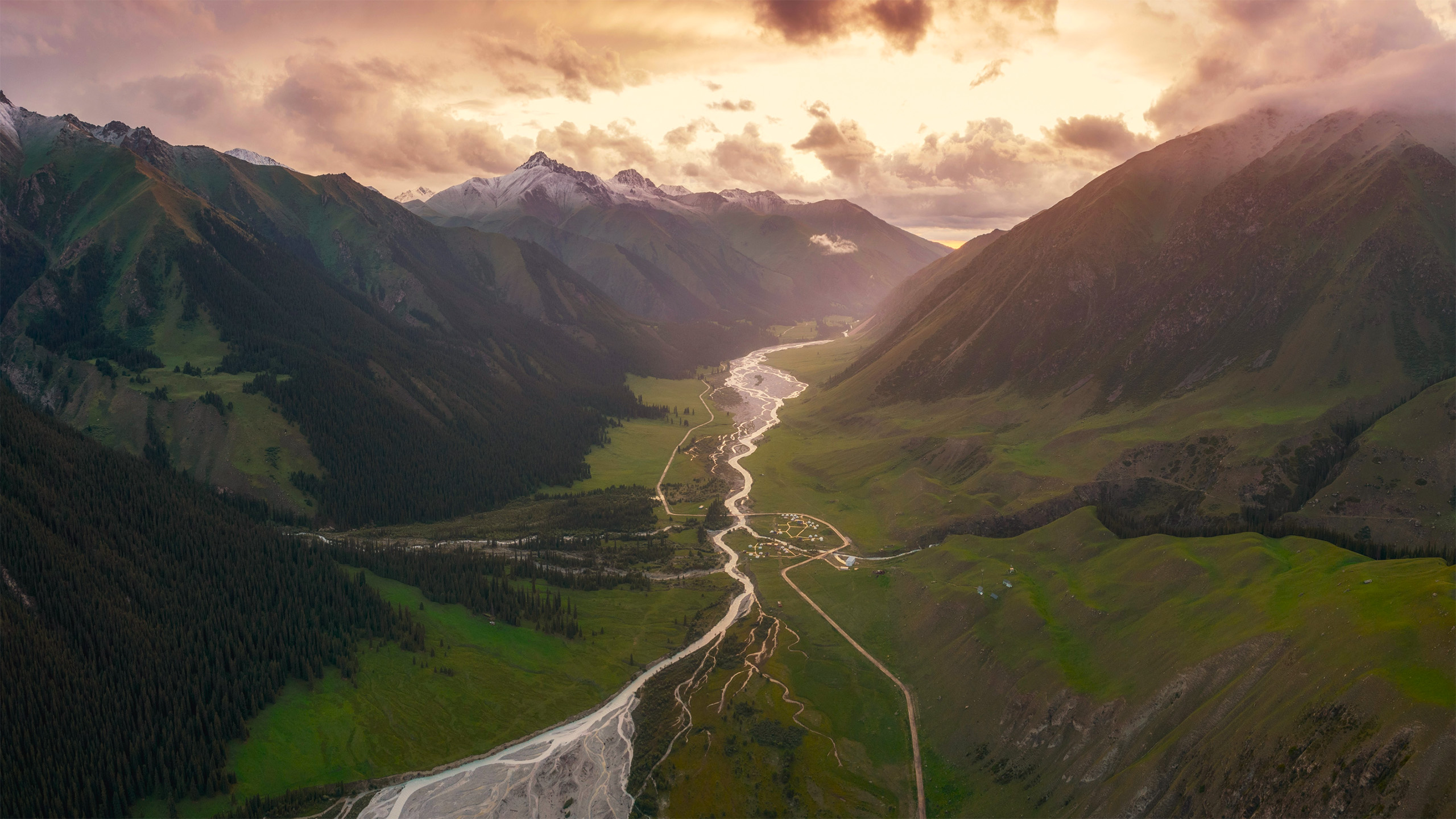 自然风光,峡谷,河流,山谷,傍晚