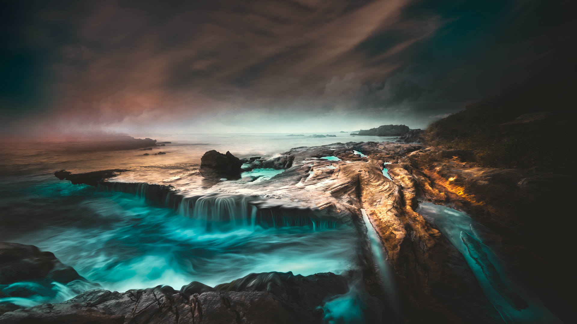 海洋天堂,海浪,瀑布