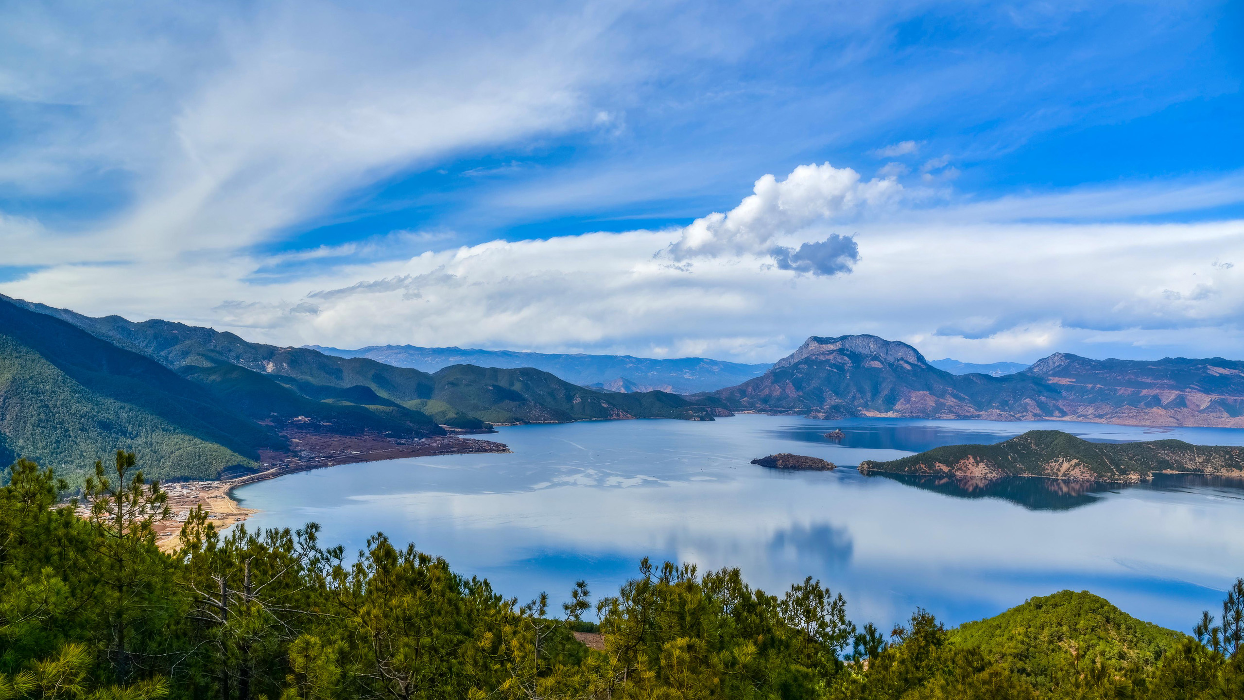 自然风光,湖泊,河流,云朵