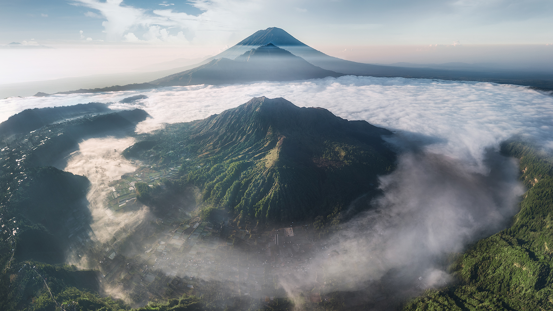 自然风光,火山,雾,神秘