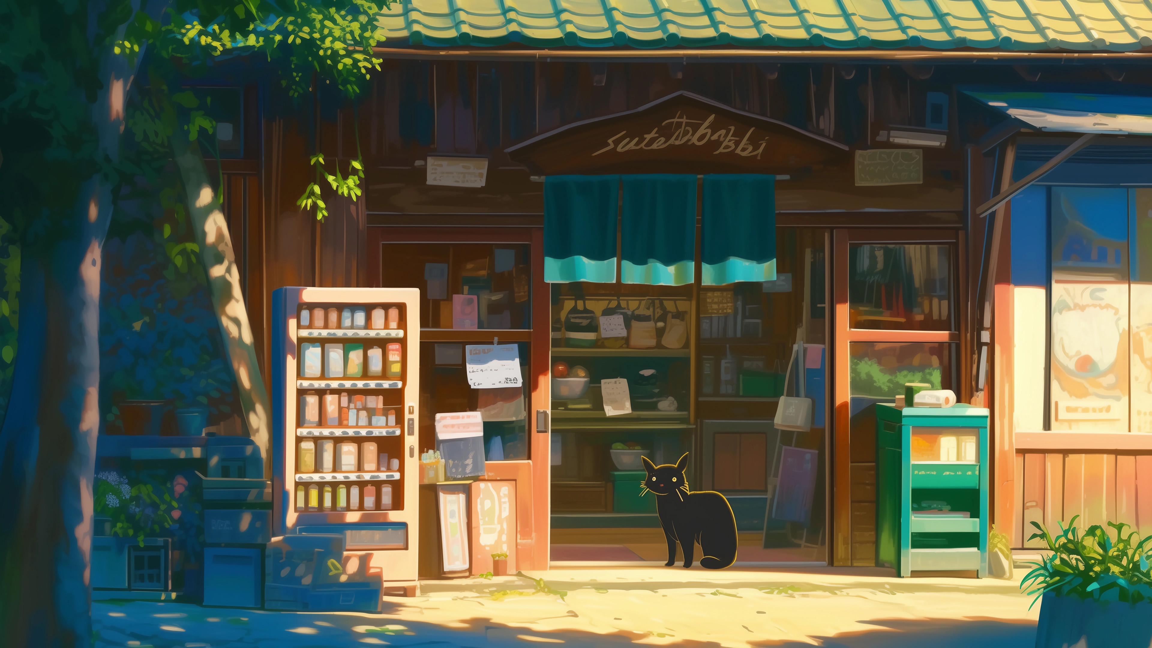 小卖铺,食杂店,黑猫咪