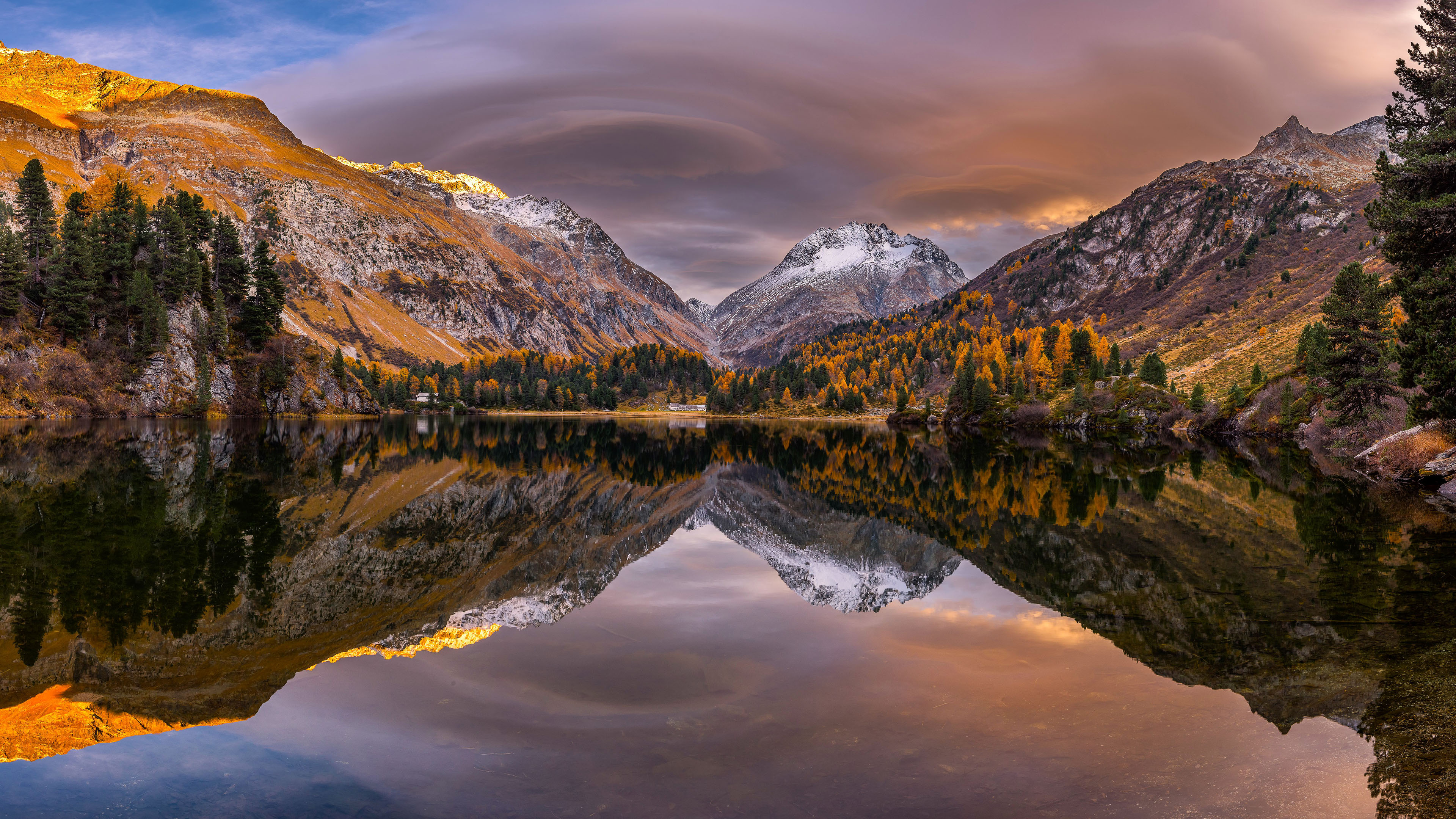 自然风光,峡谷,湖泊,倒影,树林