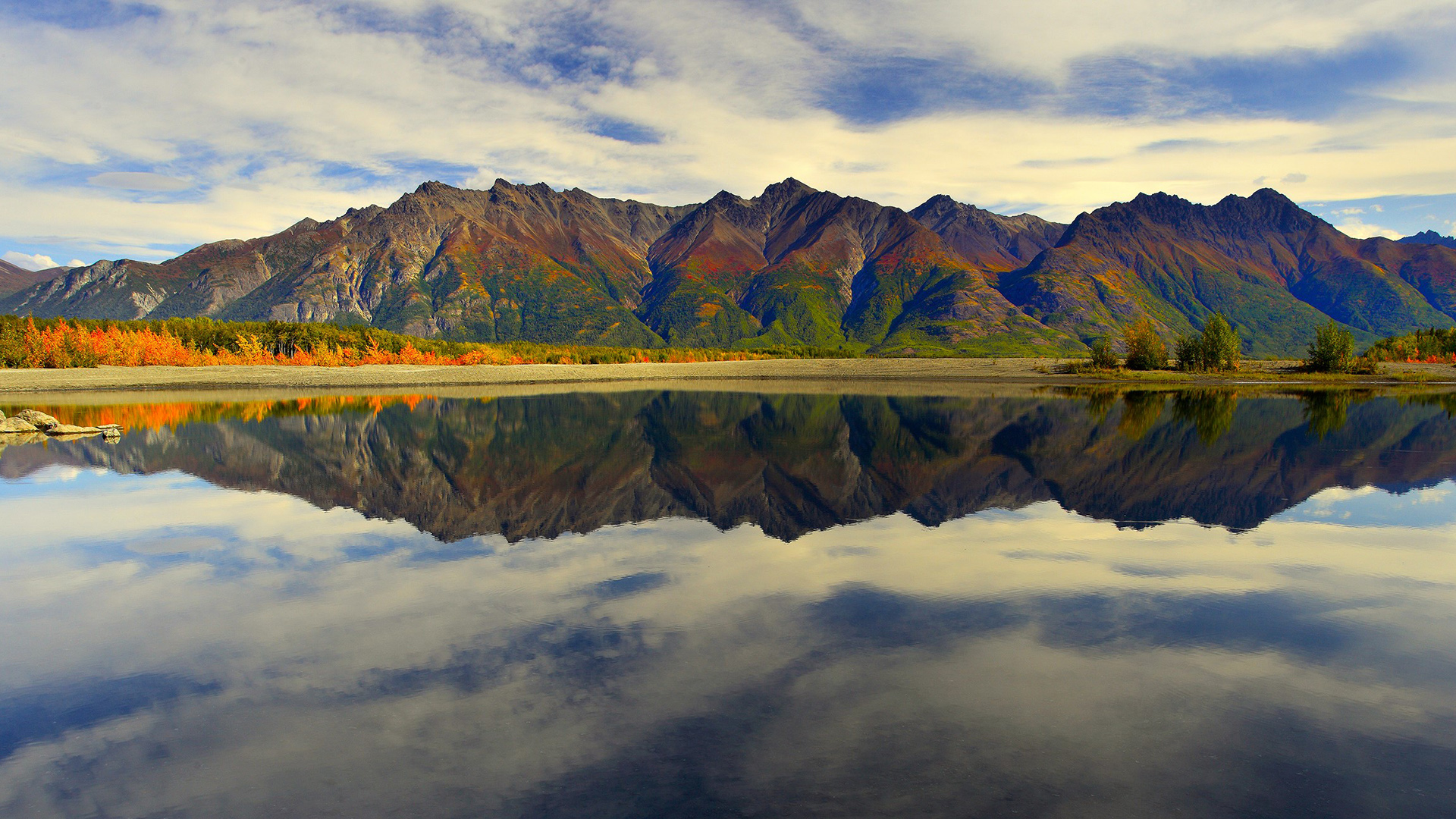 自然风光,倒影,山脉,绵延