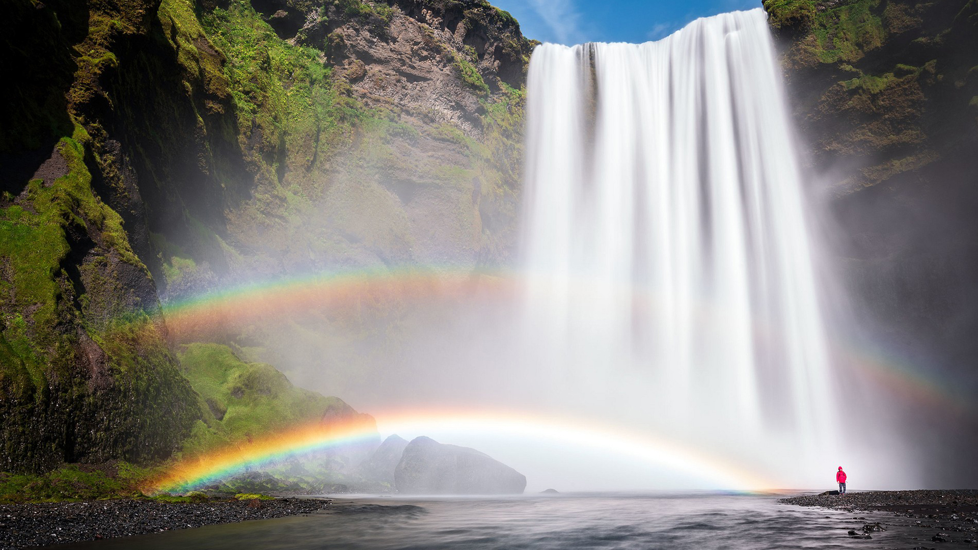 自然风光,瀑布,彩虹,壮观