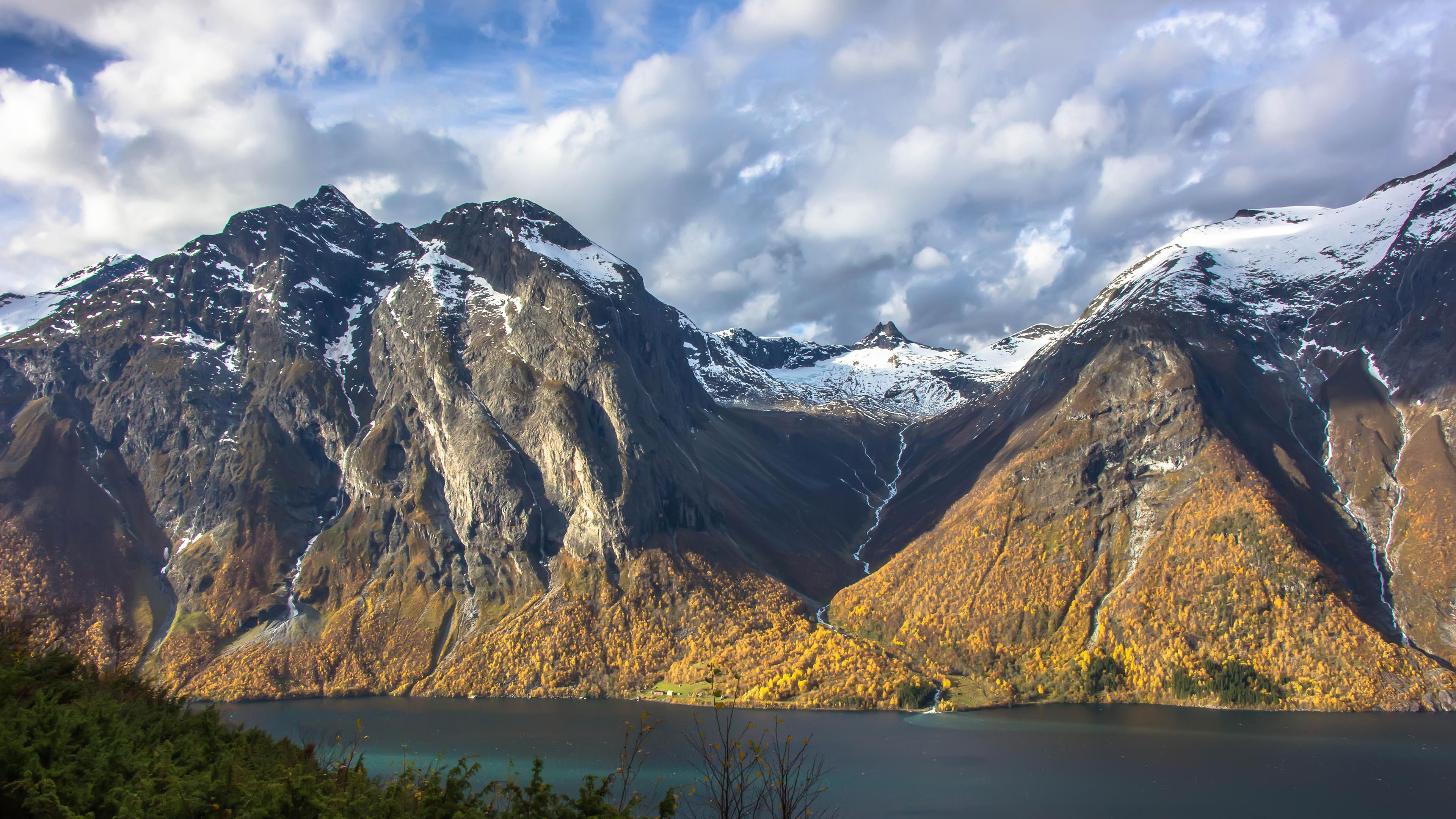 山脉,雪山,山谷,大江