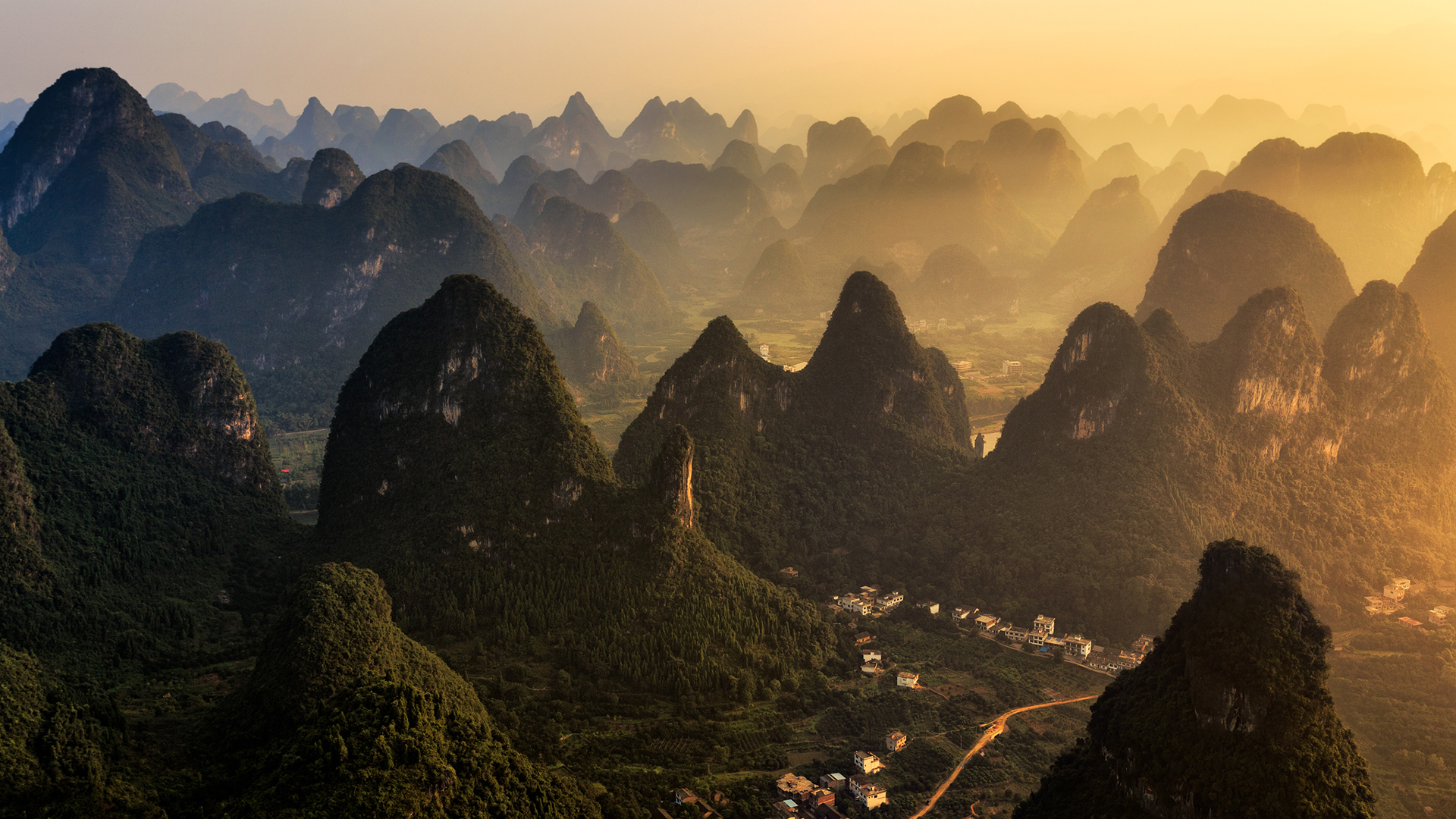 自然风光,阳朔,山林,村庄