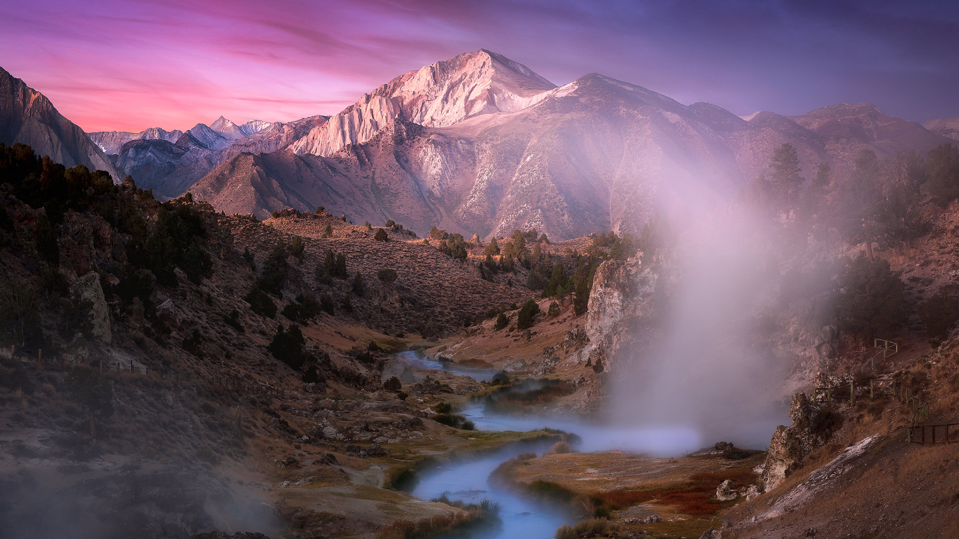 雪山,迷雾,峡谷,蜿蜒河流