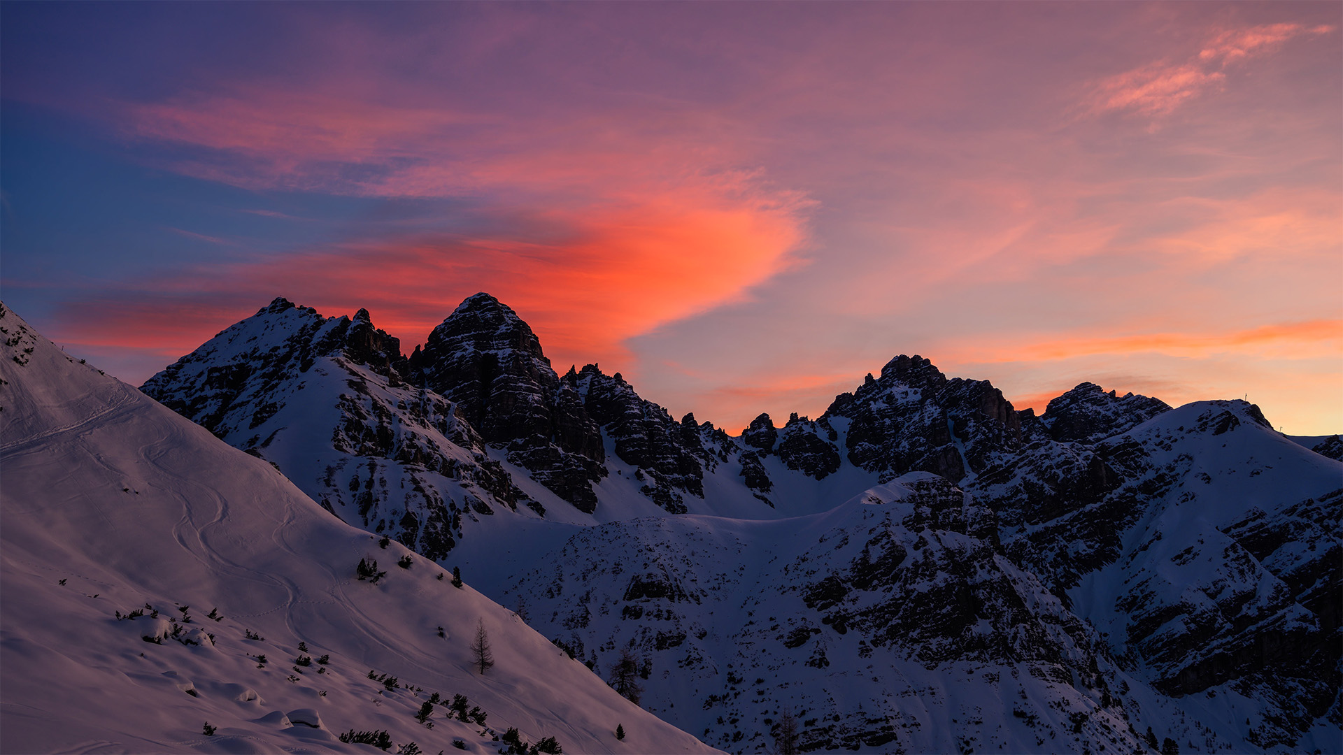 自然风光,雪山,晚霞,山峰