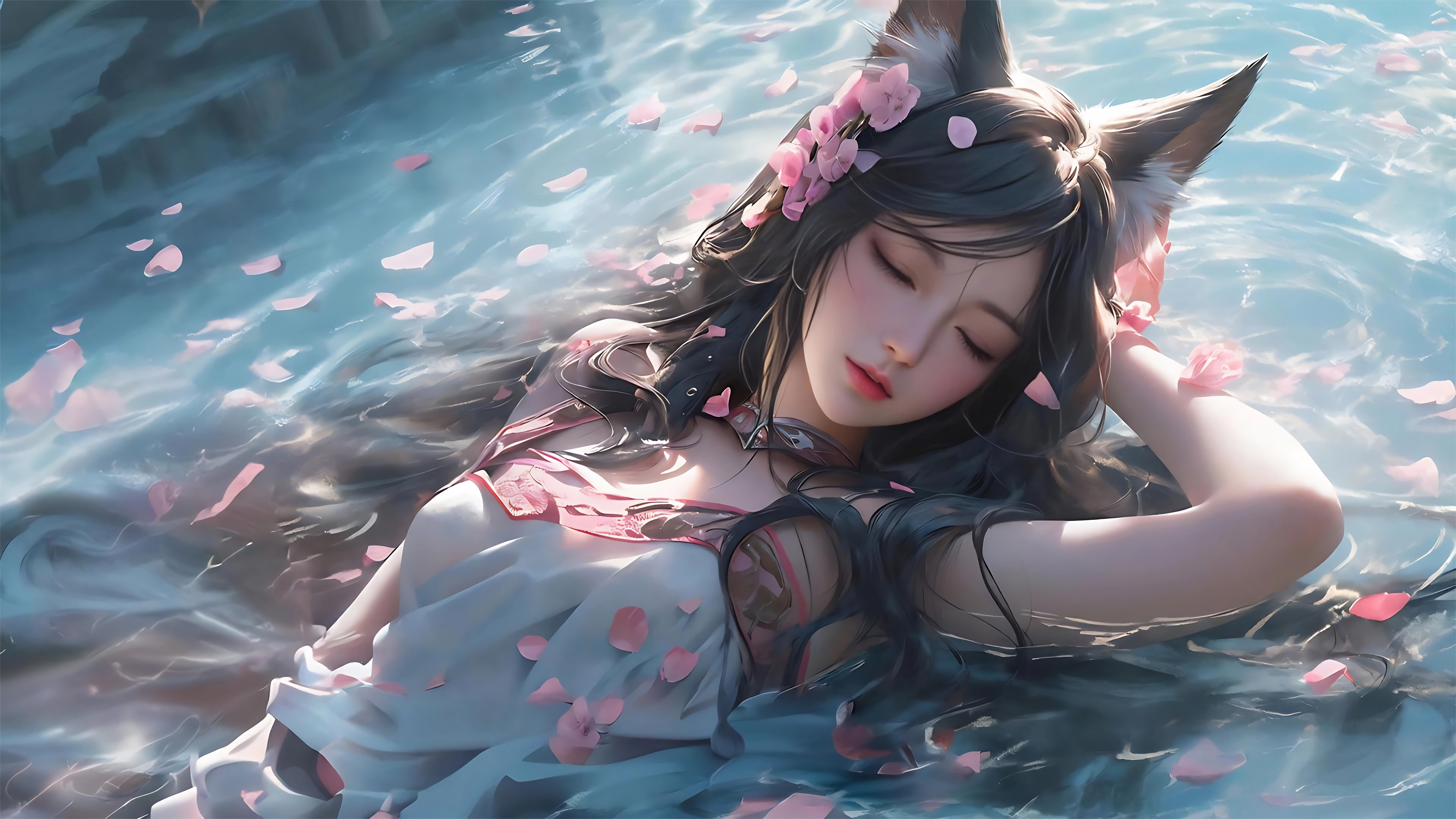 英雄联盟,阿狸,LOL,花瓣,洗澡