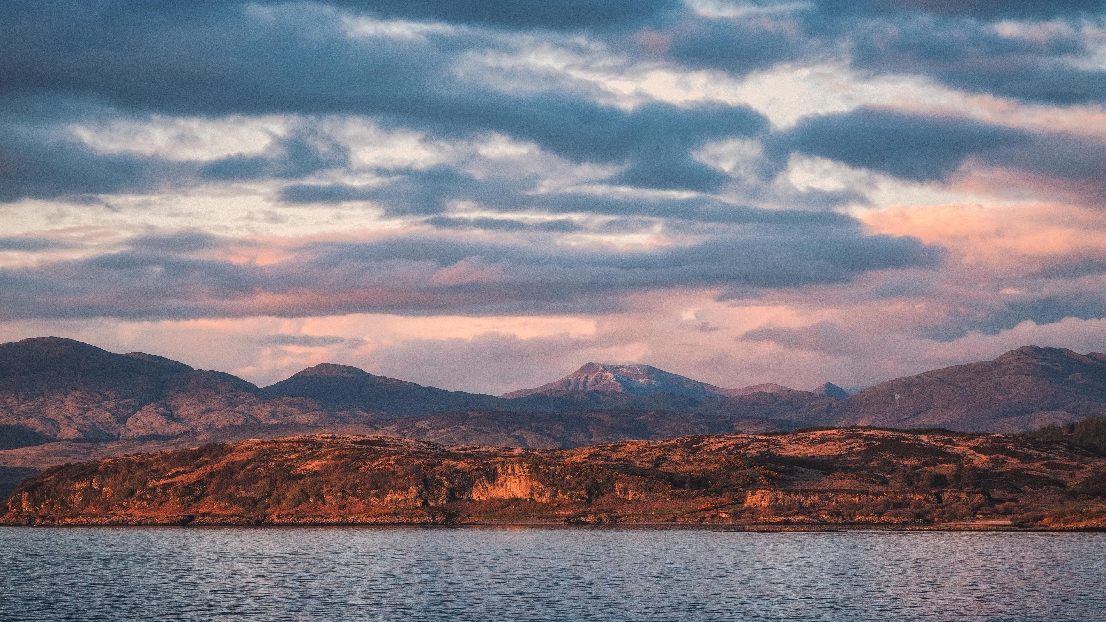 山脉,湖水,天空