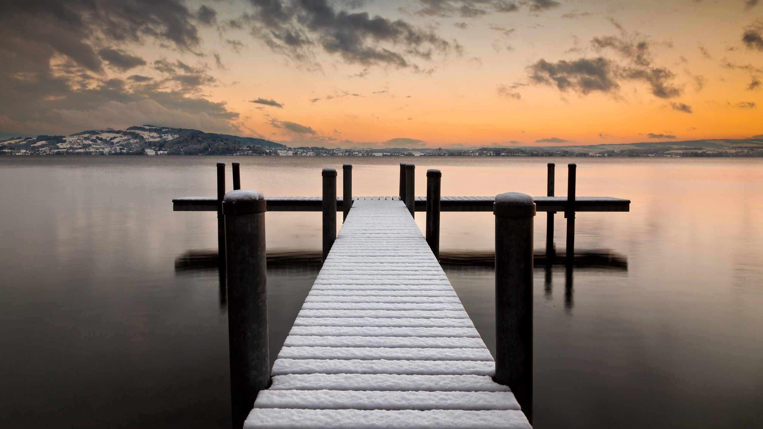 自然风光,栈桥,天空,山峦