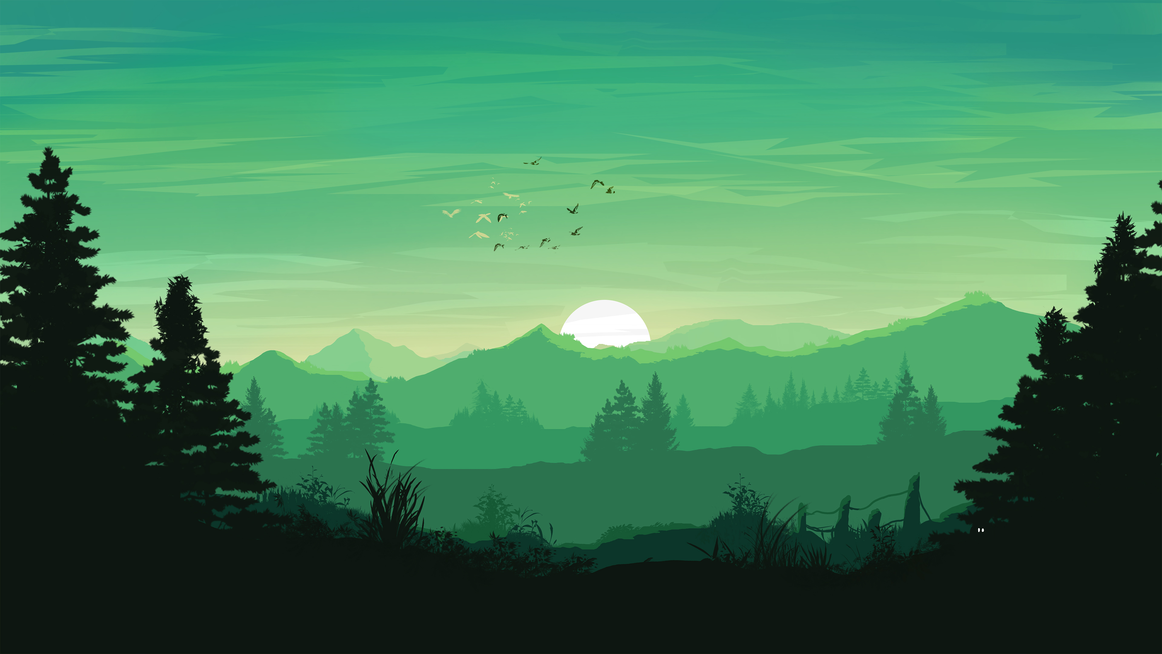 森林,日出,飞鸟