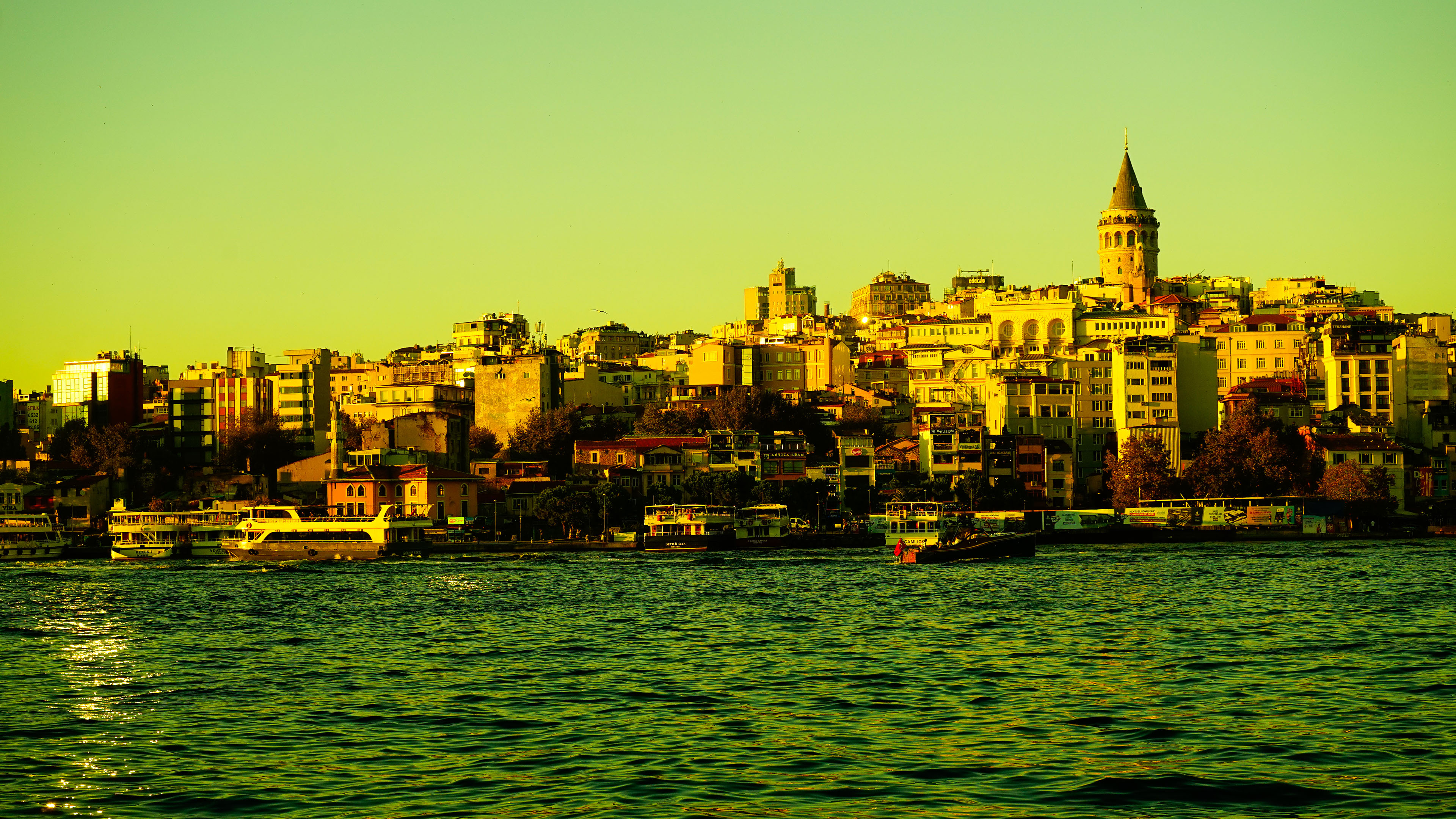 绿色,水波,建筑,海滨