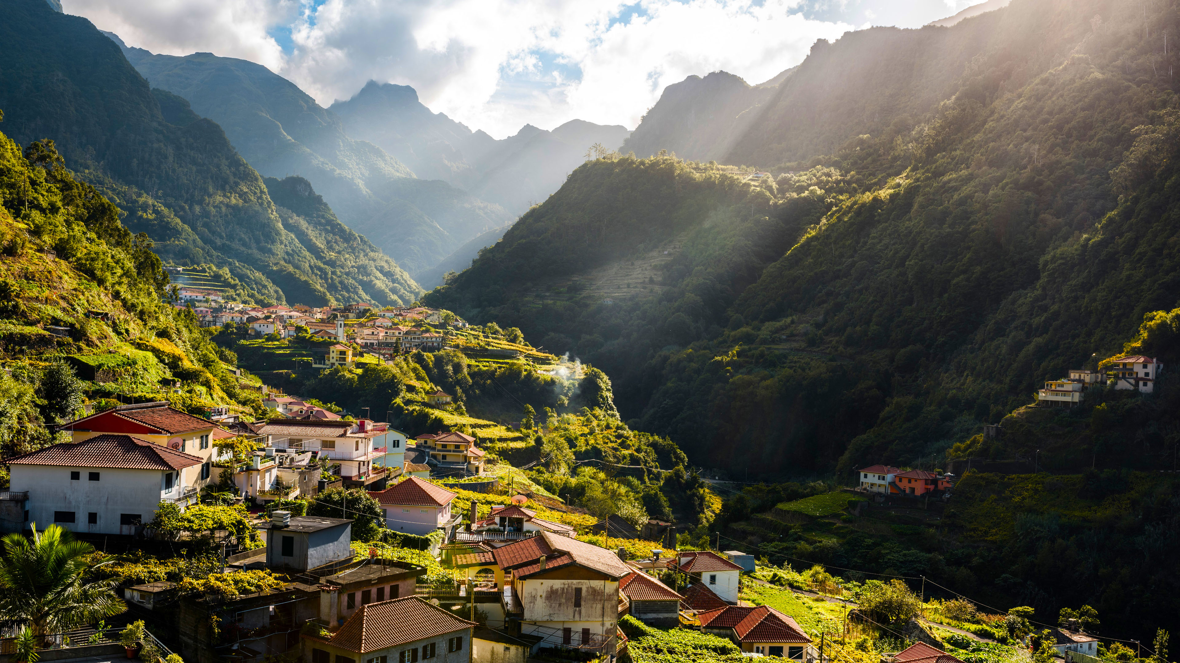 乡村,孜然粉光,山坡,山谷