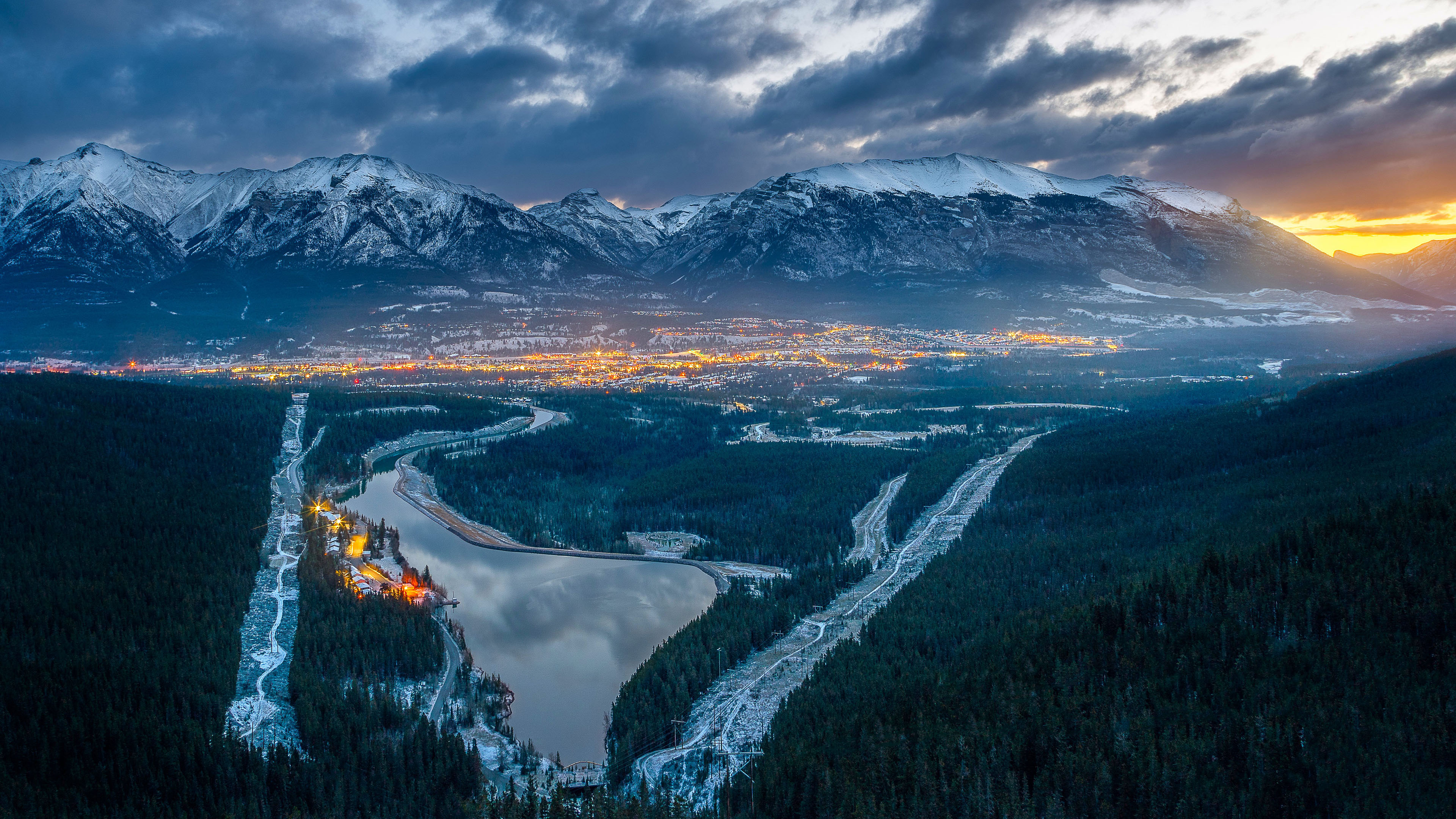 自然风光,城市夜景,雪山,平原