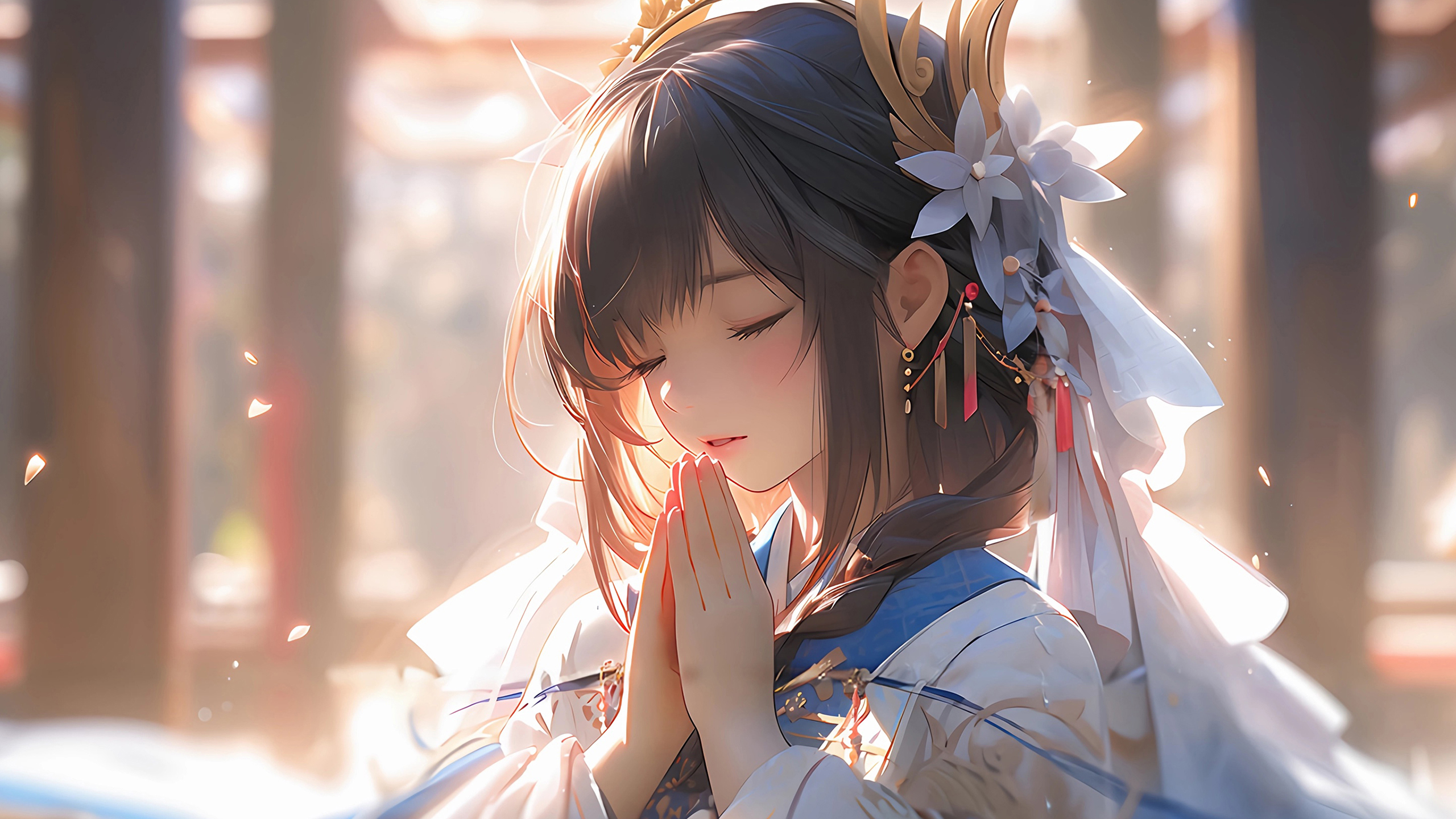 祈祷,女孩,双手合十