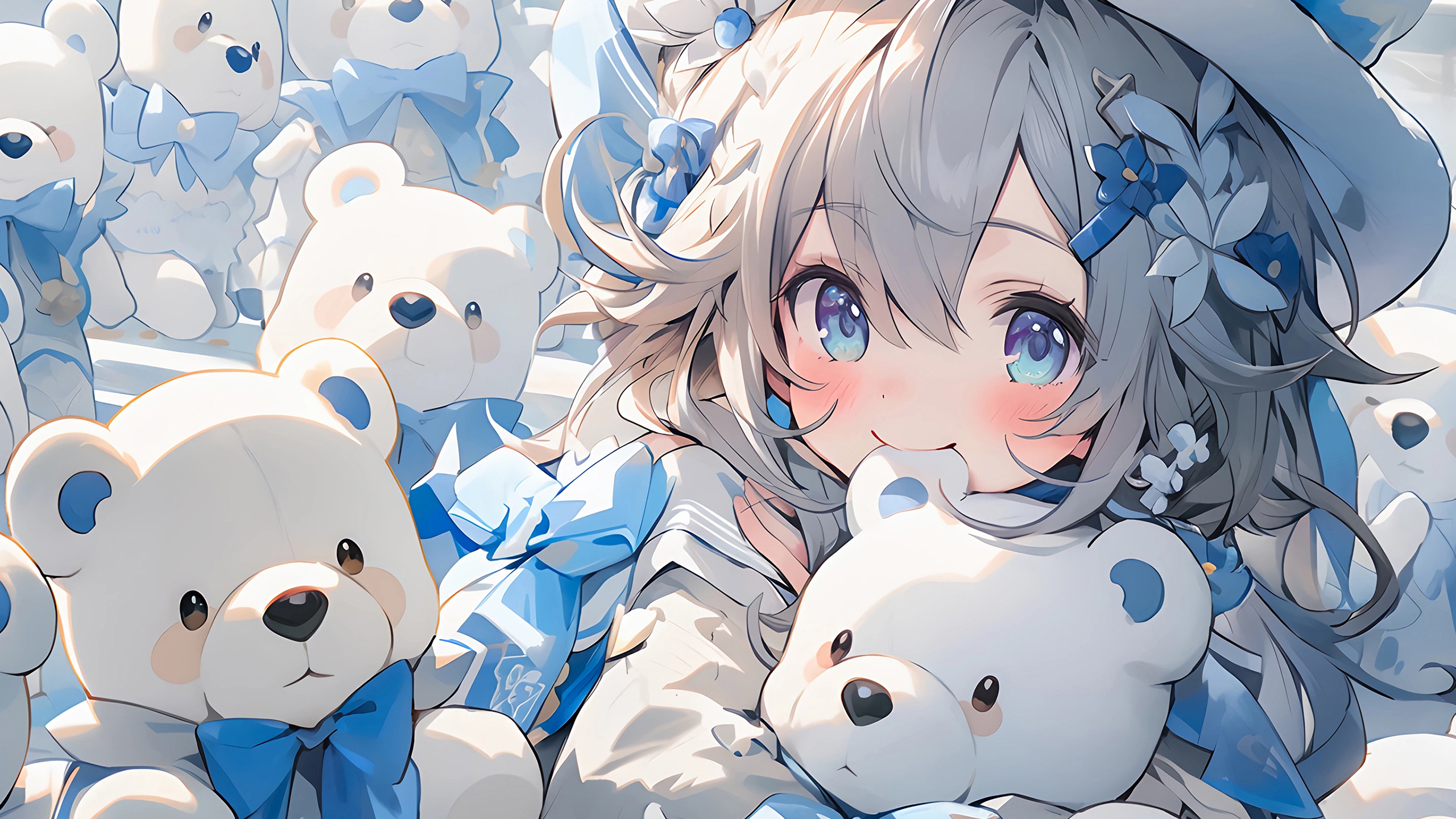 小女孩,小熊,可爱