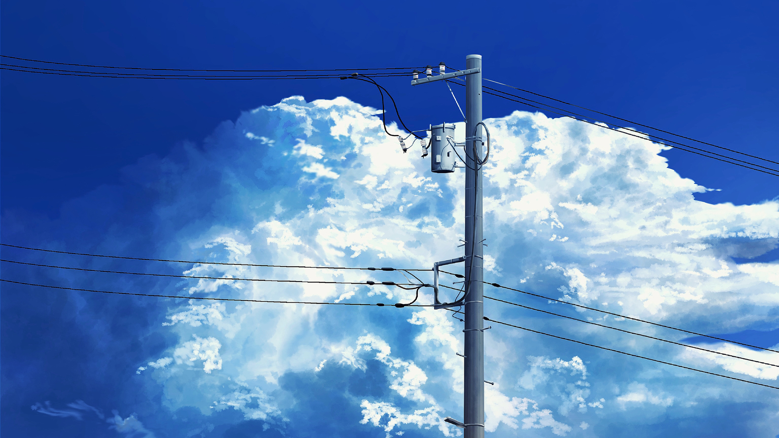 电线杆,云朵,天空