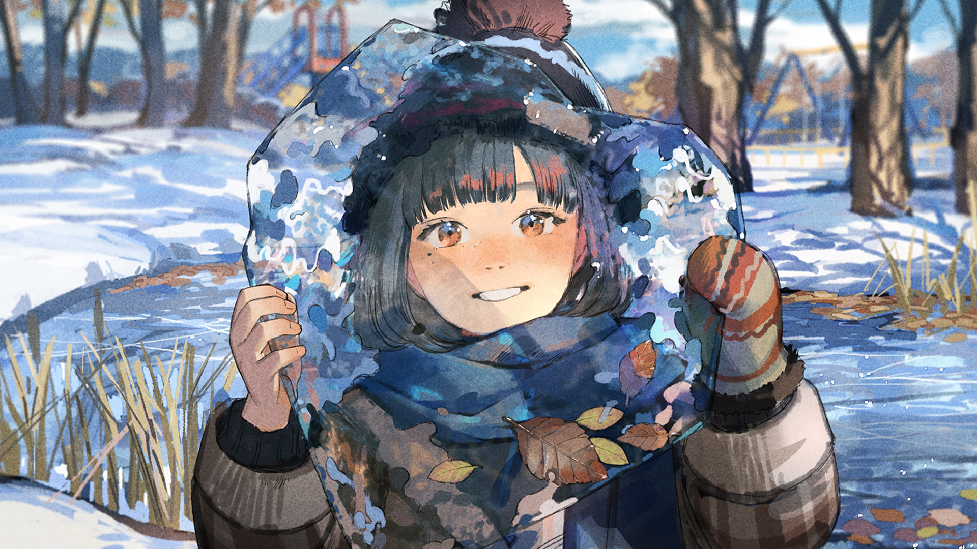 冰块,寒冬,帽子,手套