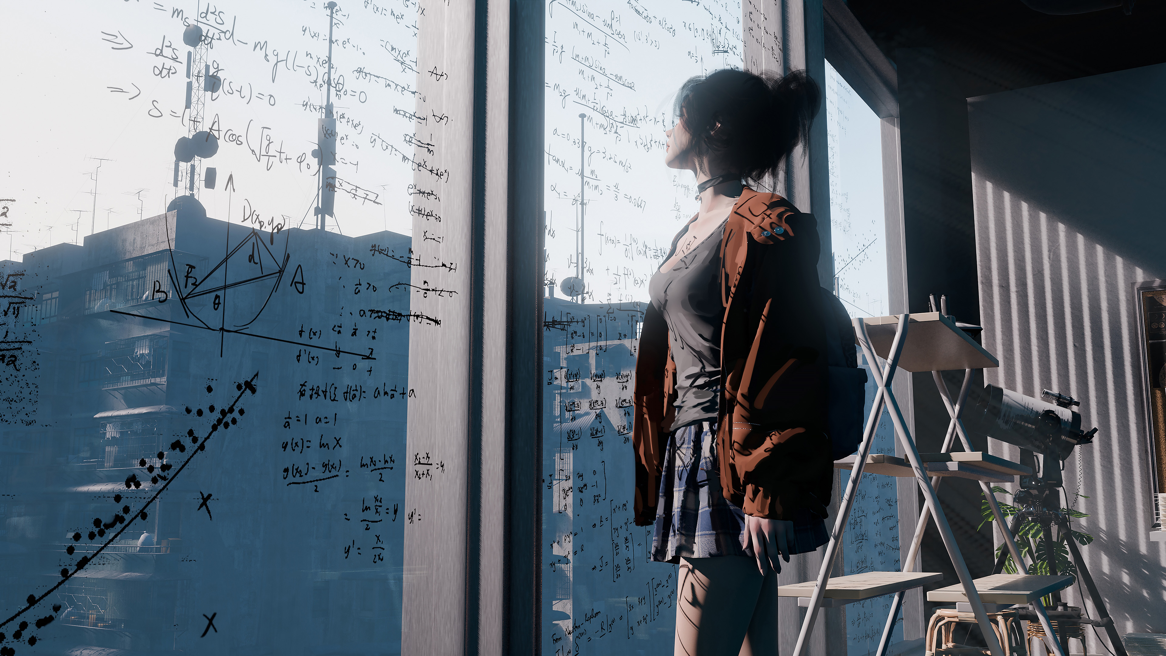 公式,望远镜,窗外