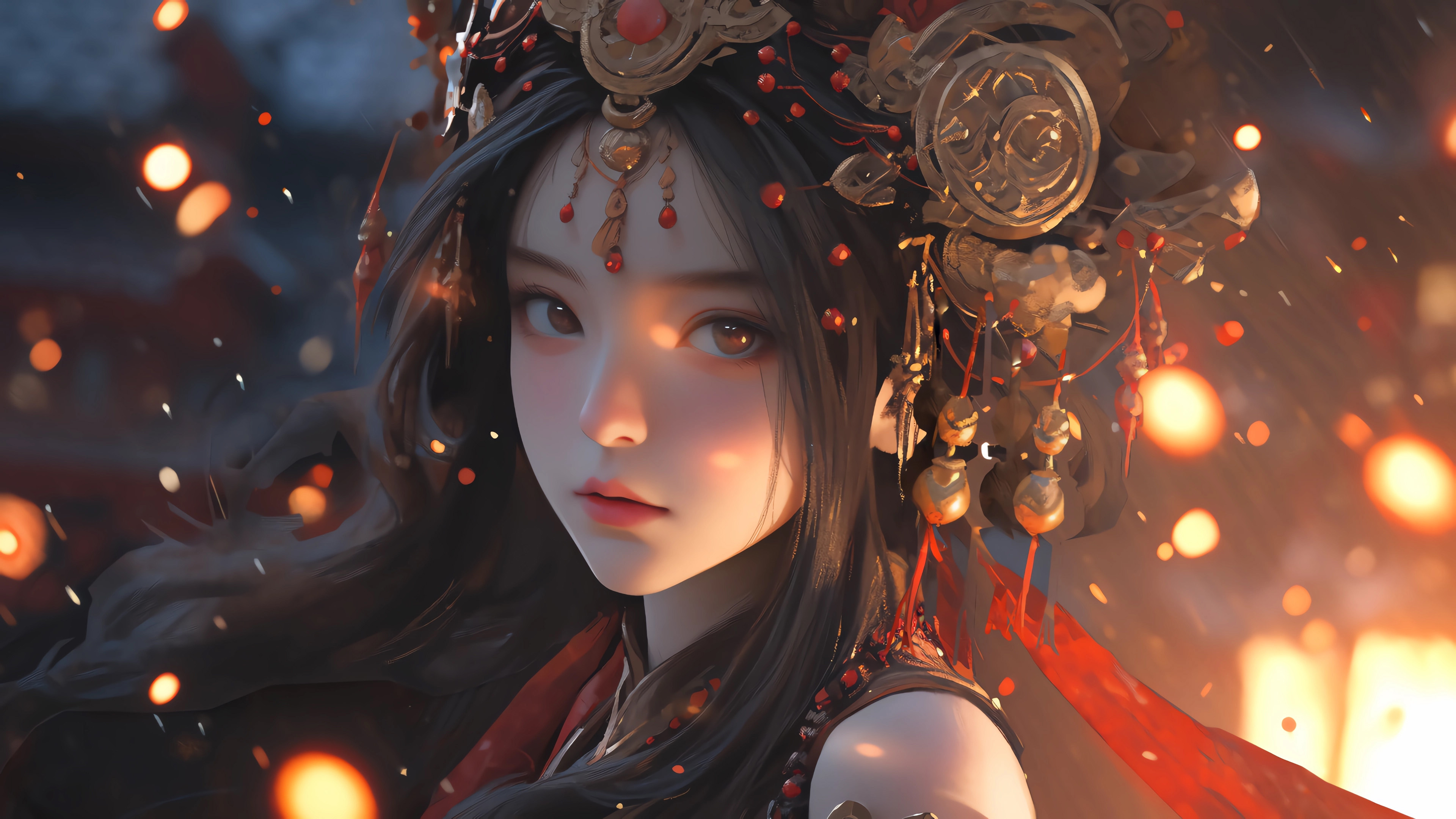 国风,女孩,头饰