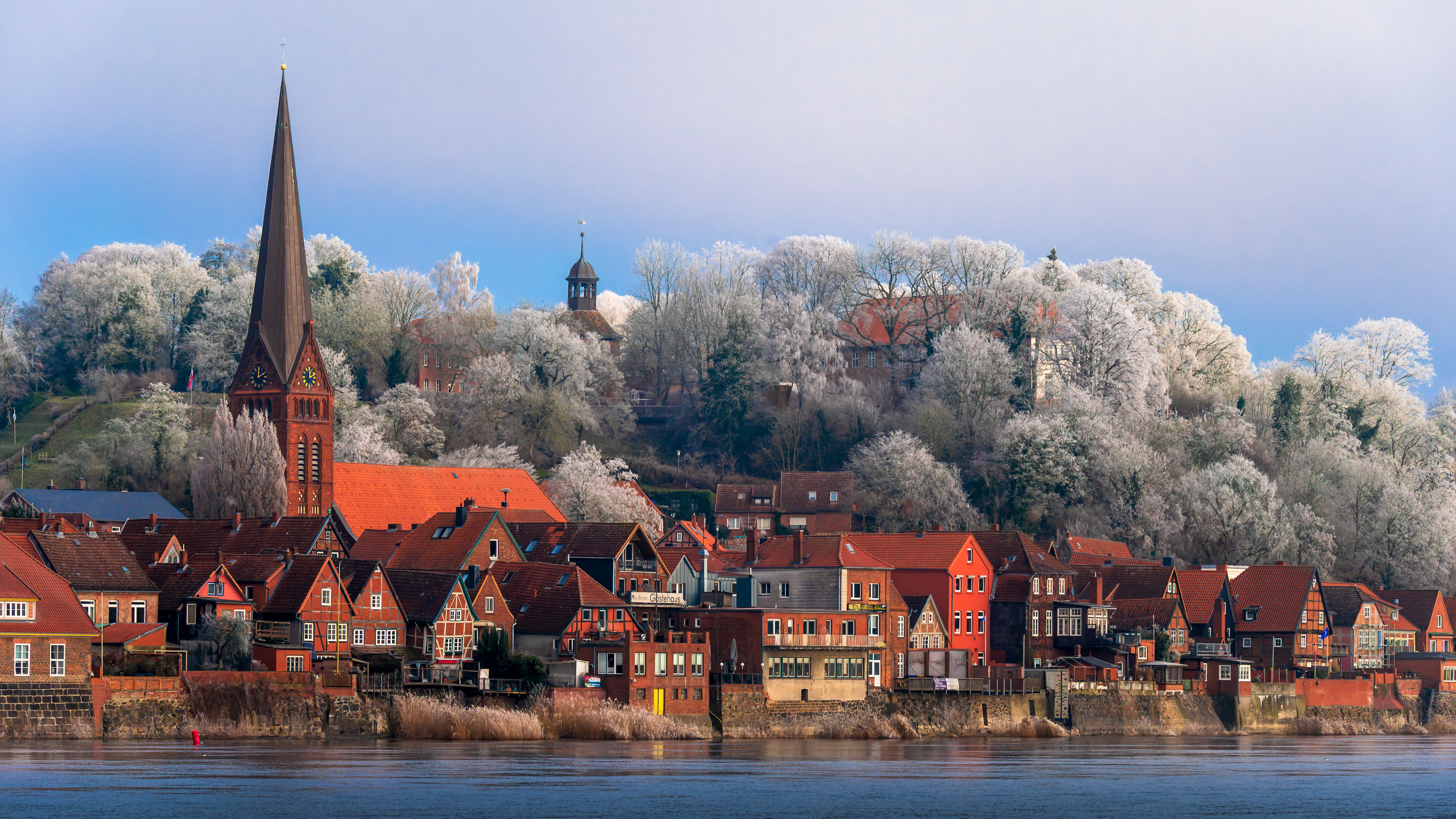 建筑,欧洲,湖畔小镇