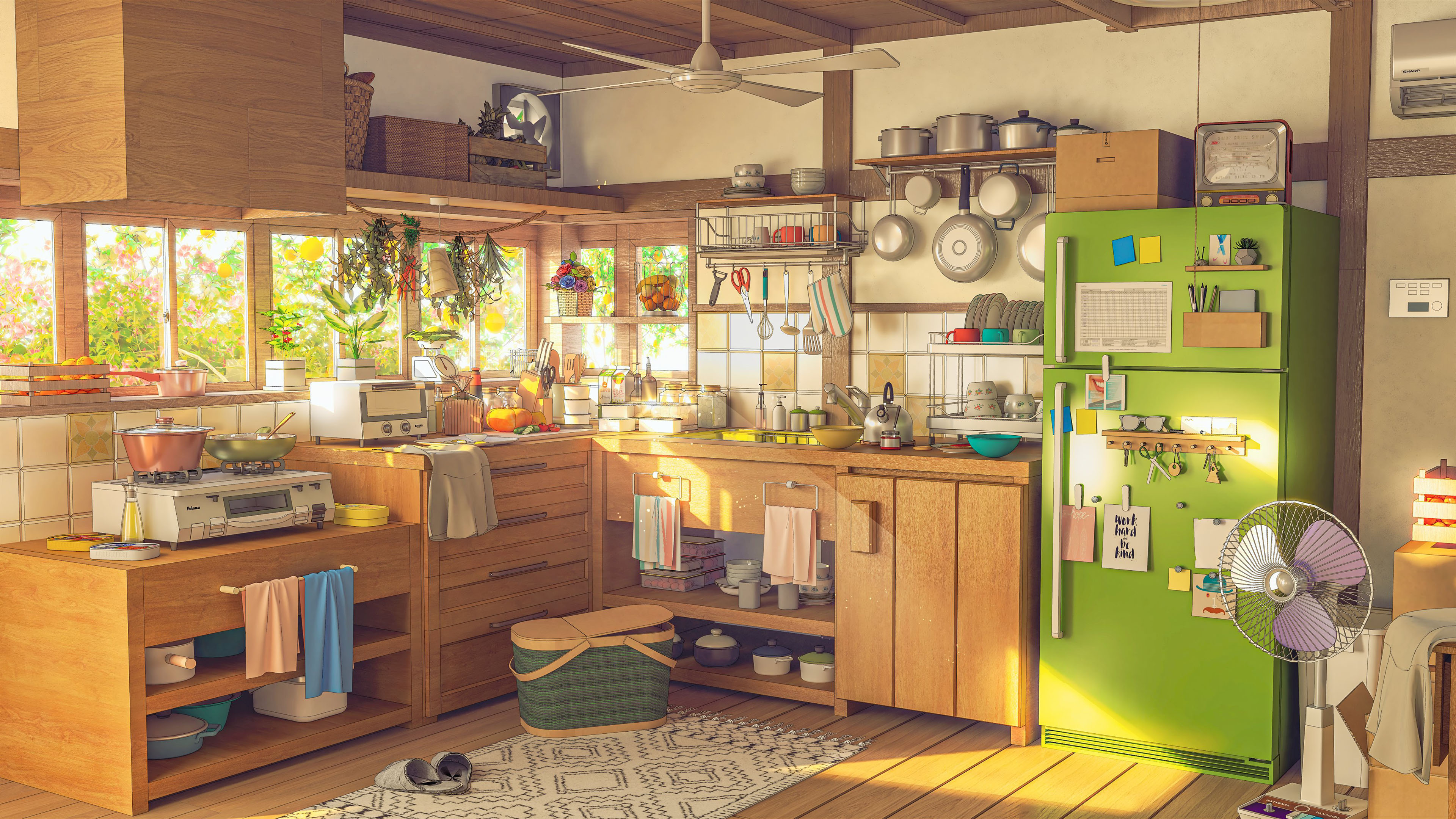 温馨小屋,厨房,冰箱,电扇