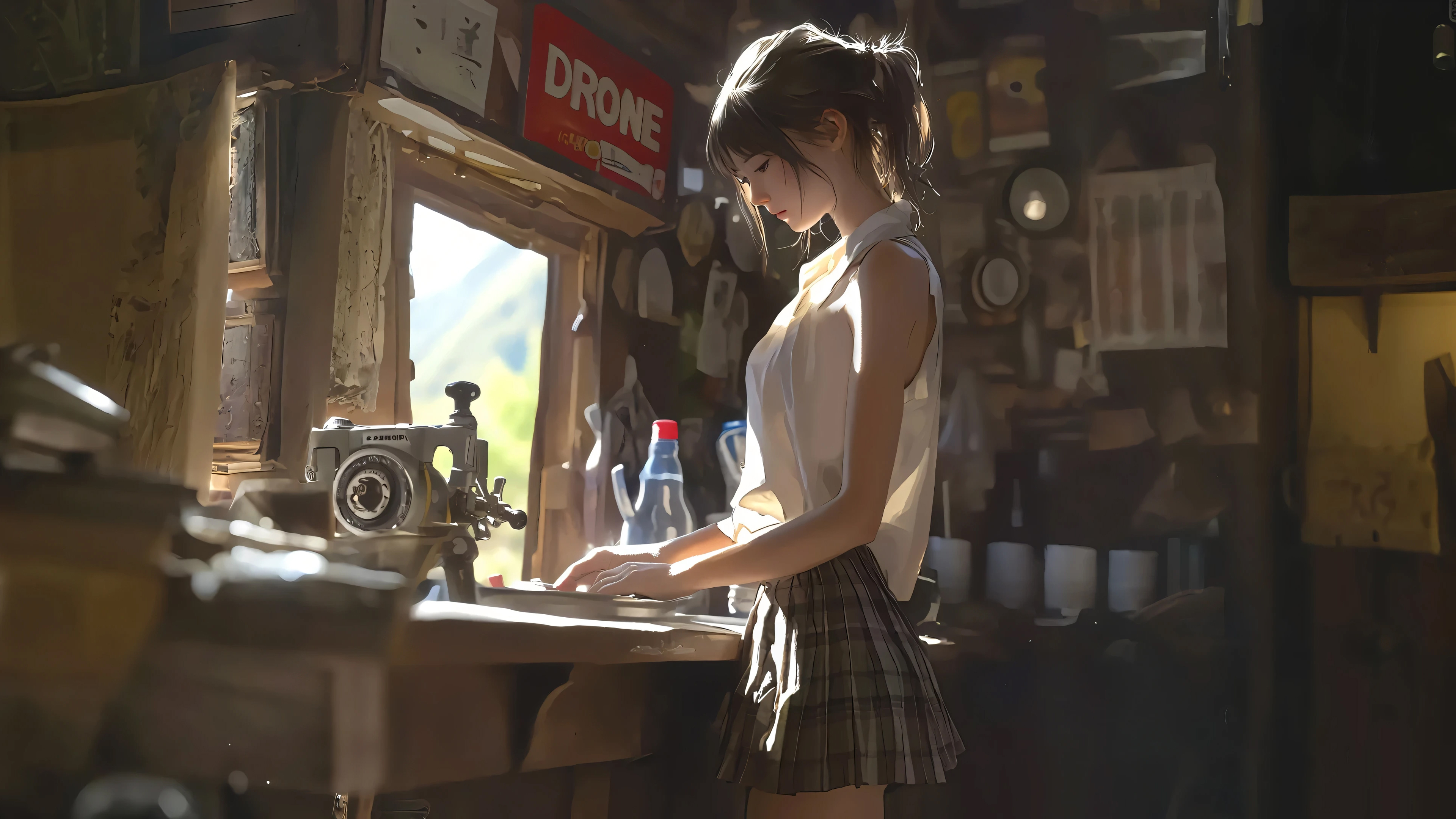 复古,缝纫机,女孩