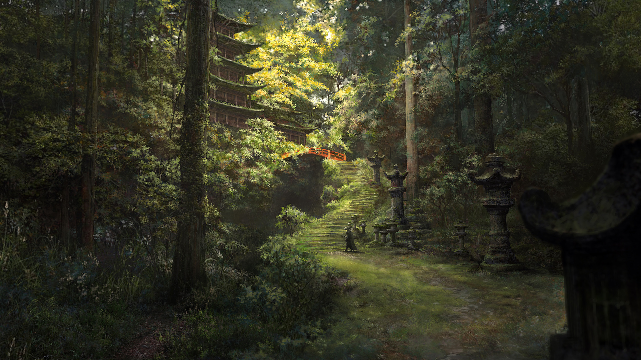 森林,幽静,寺庙