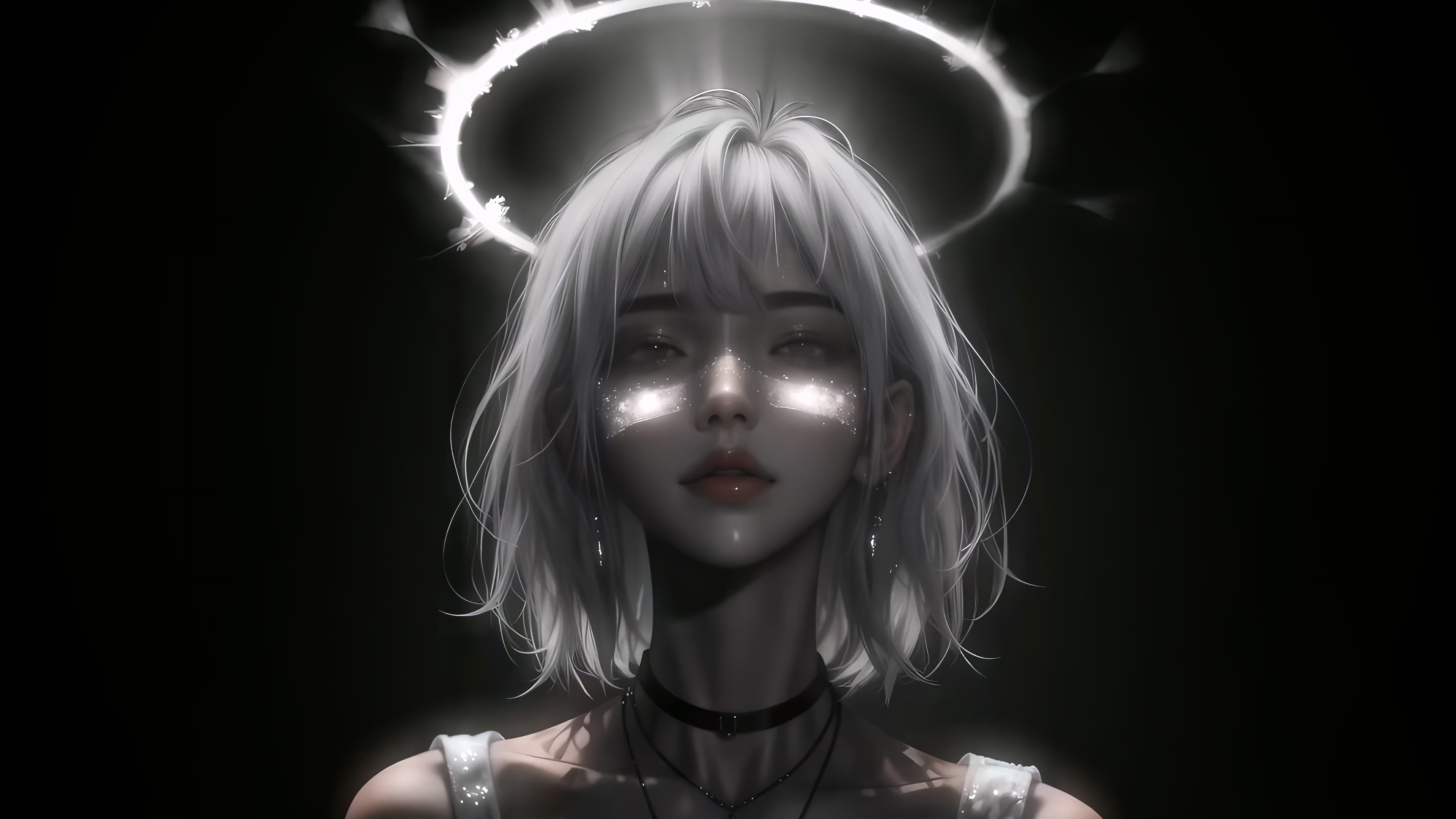 白发天使,光环少女