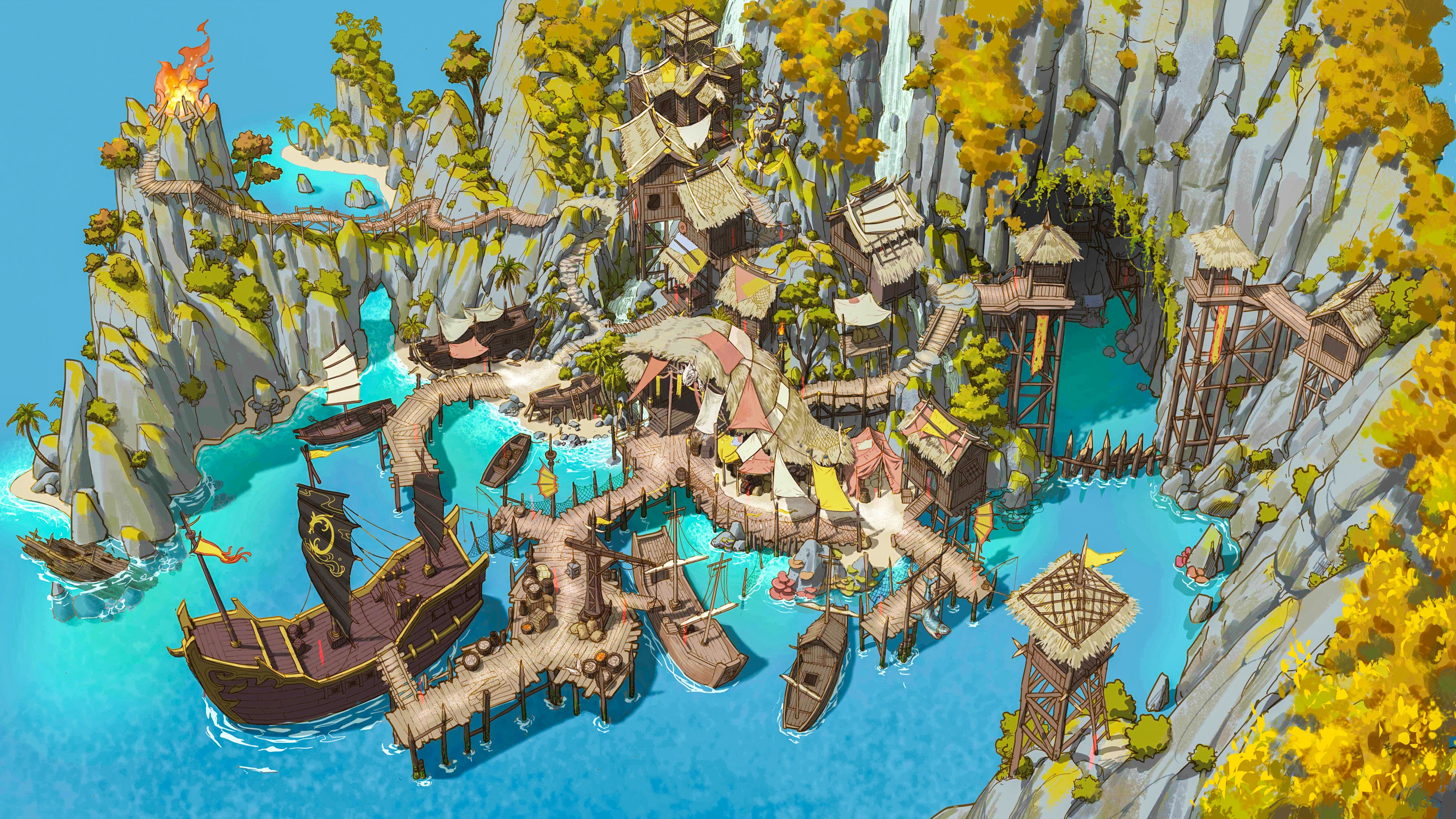 海岛,据点,帆船