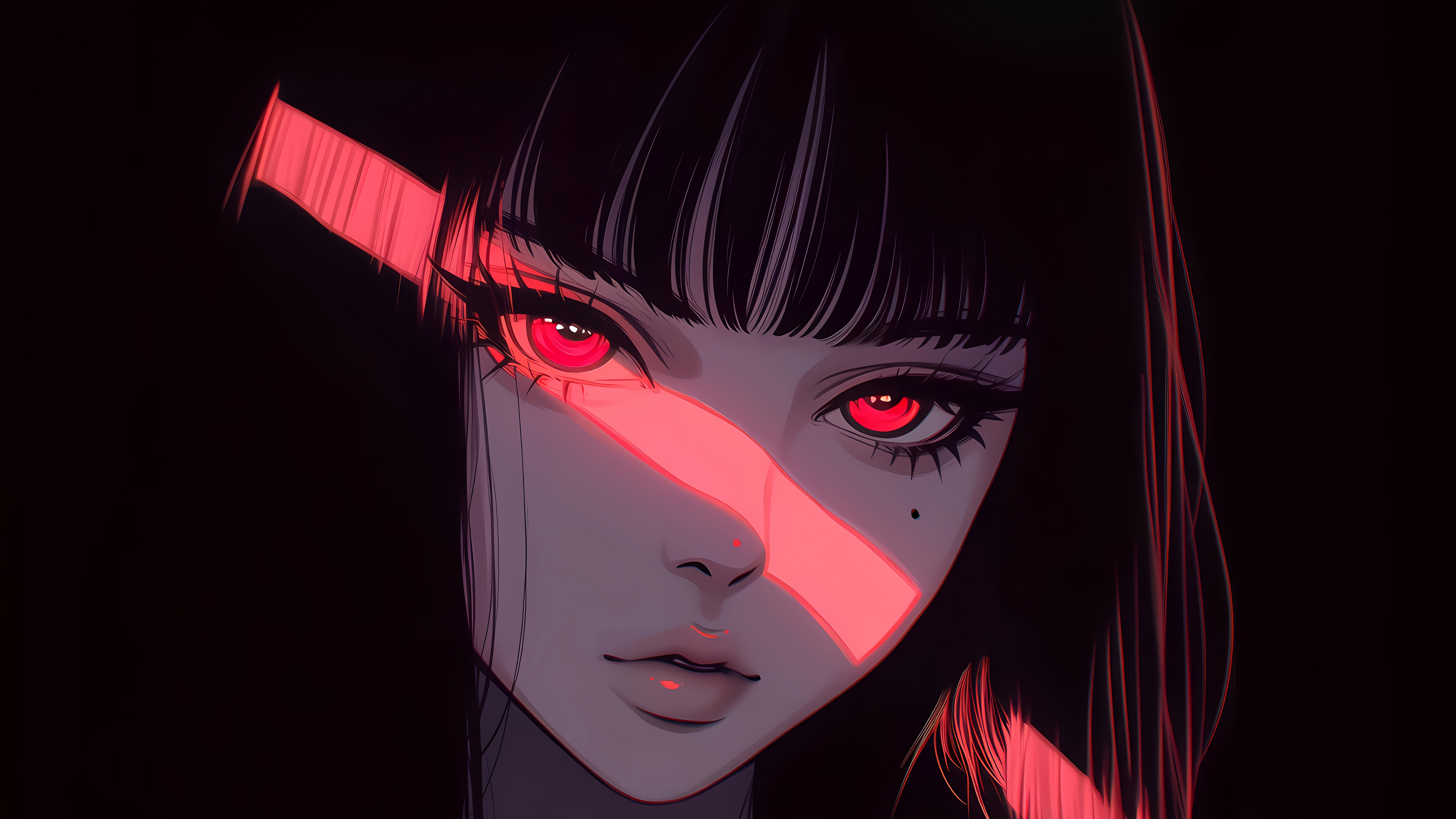 红眼少女,暗黑,红光