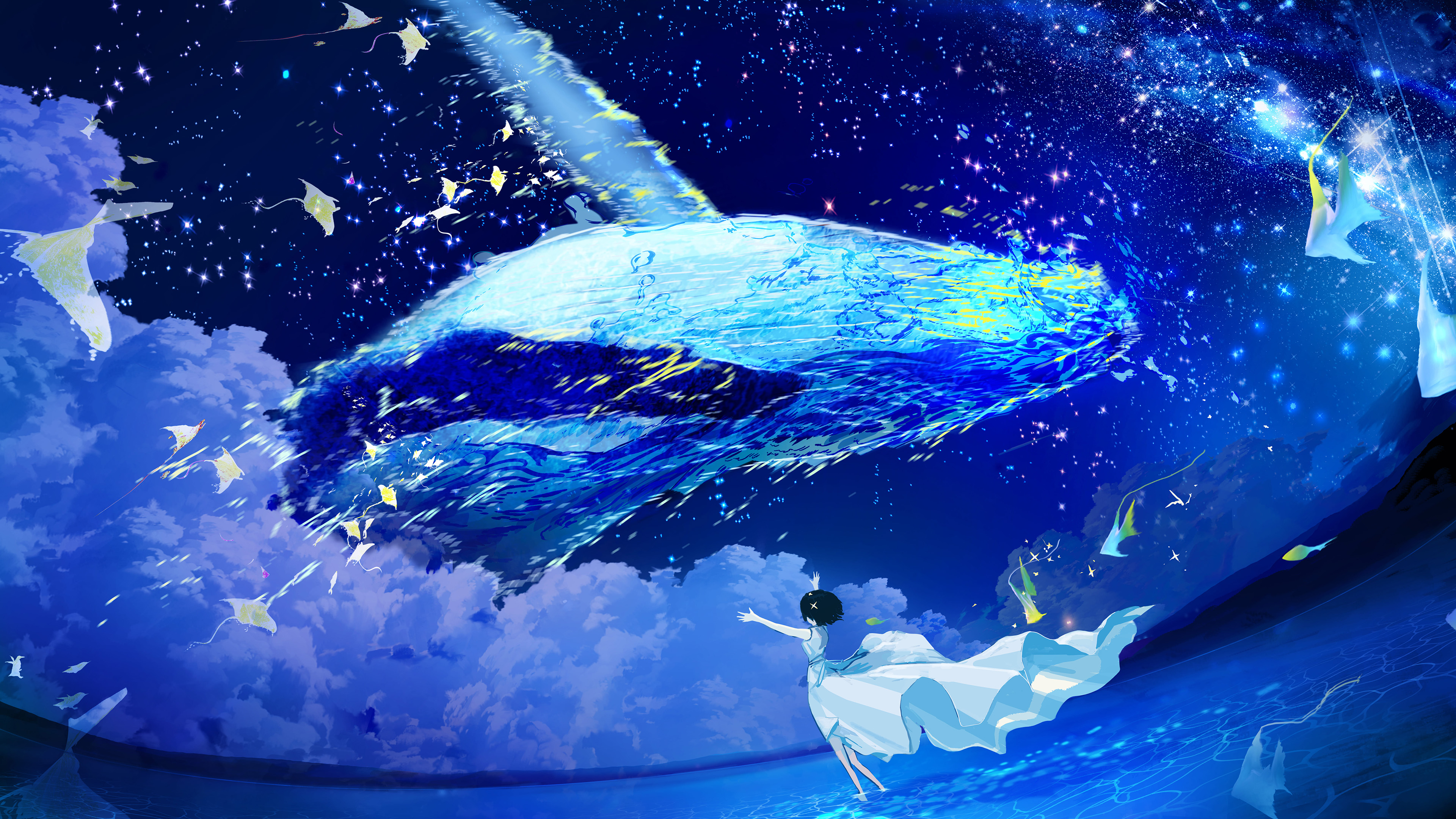 鲸鱼,长裙,大海,神秘