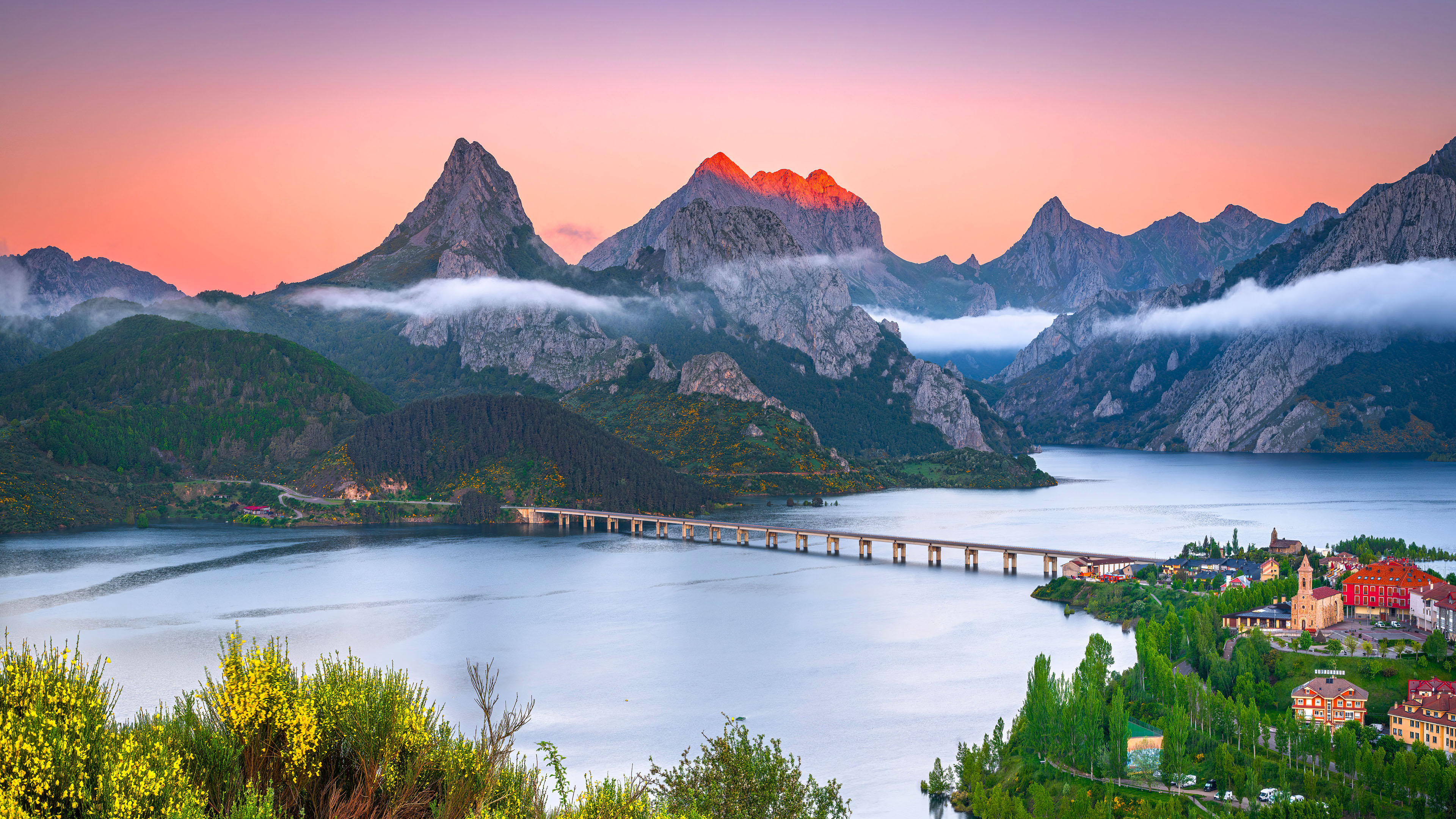 小镇,高山,大桥,美景