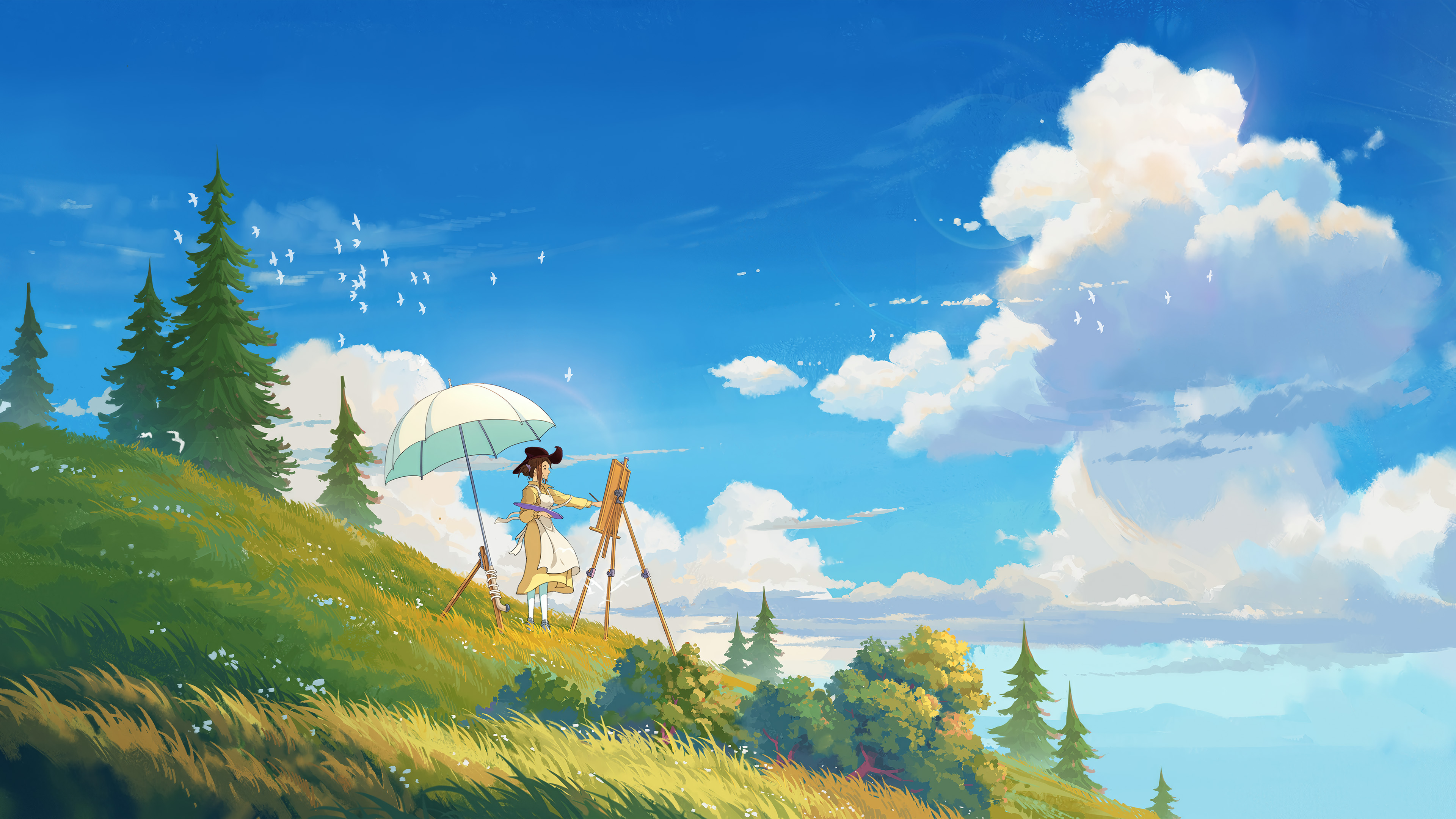 画画,山水,写生,云朵