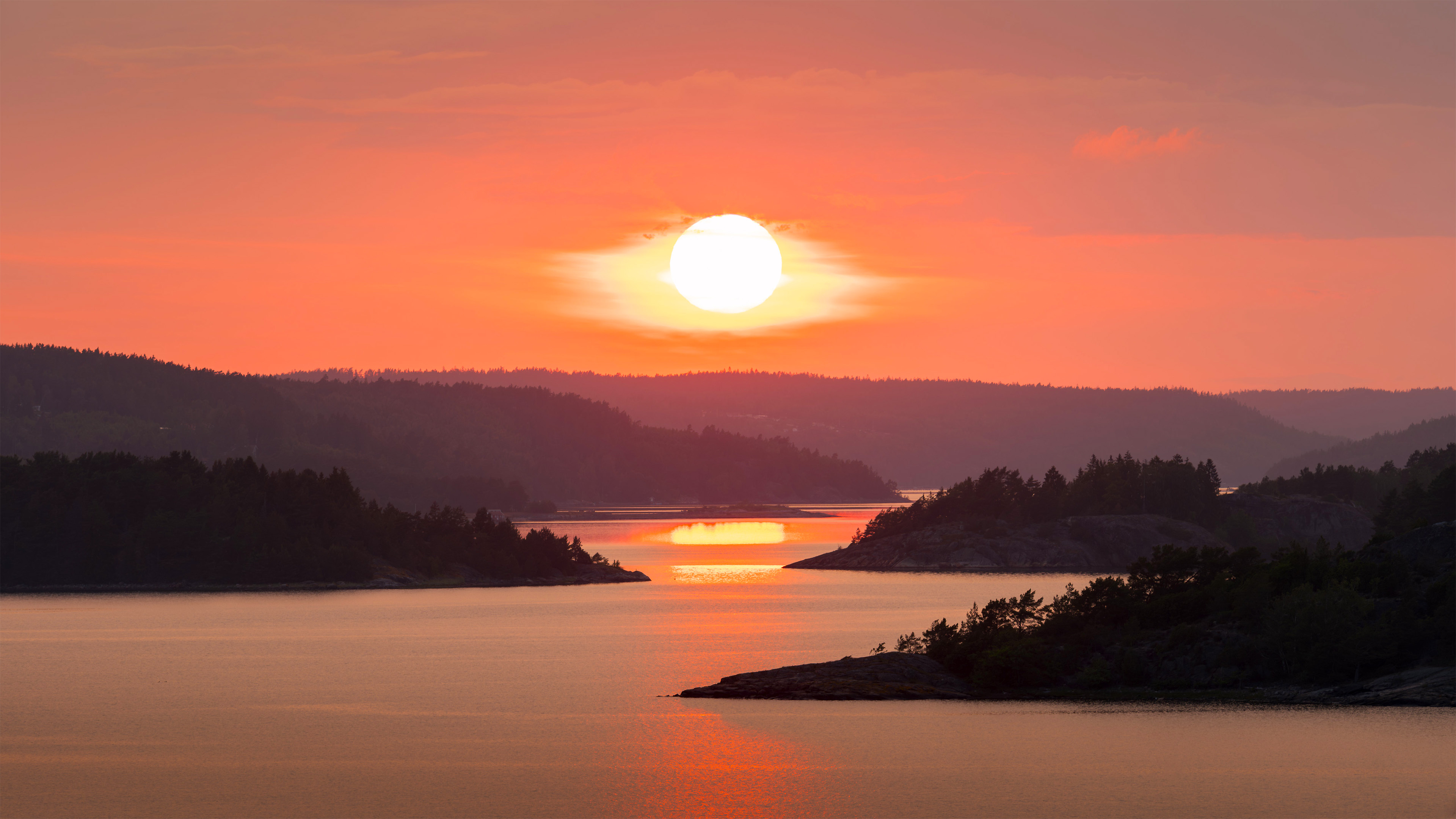 日出,江中倒影,大江