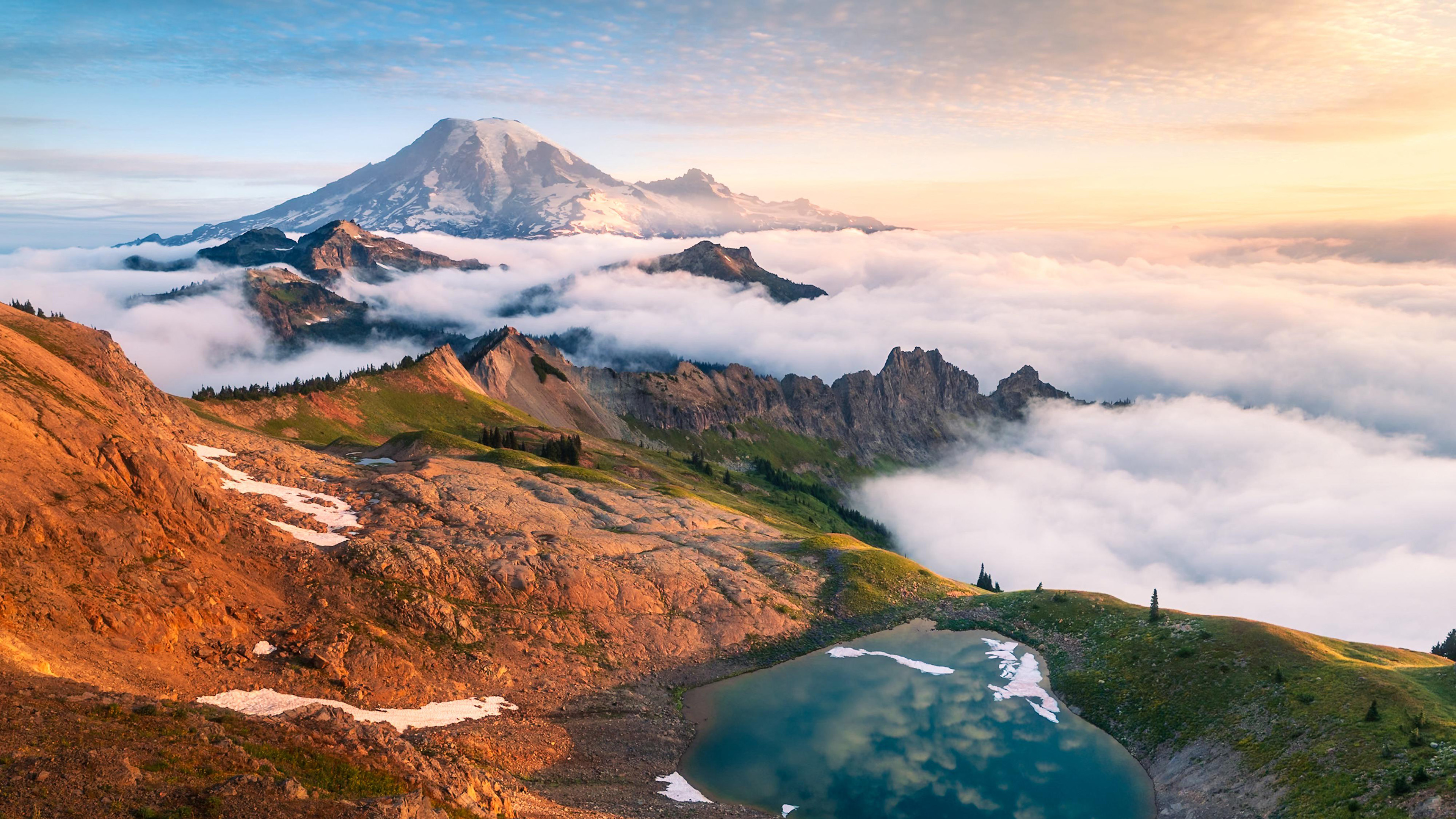 山峰,雪山,云雾,山顶
