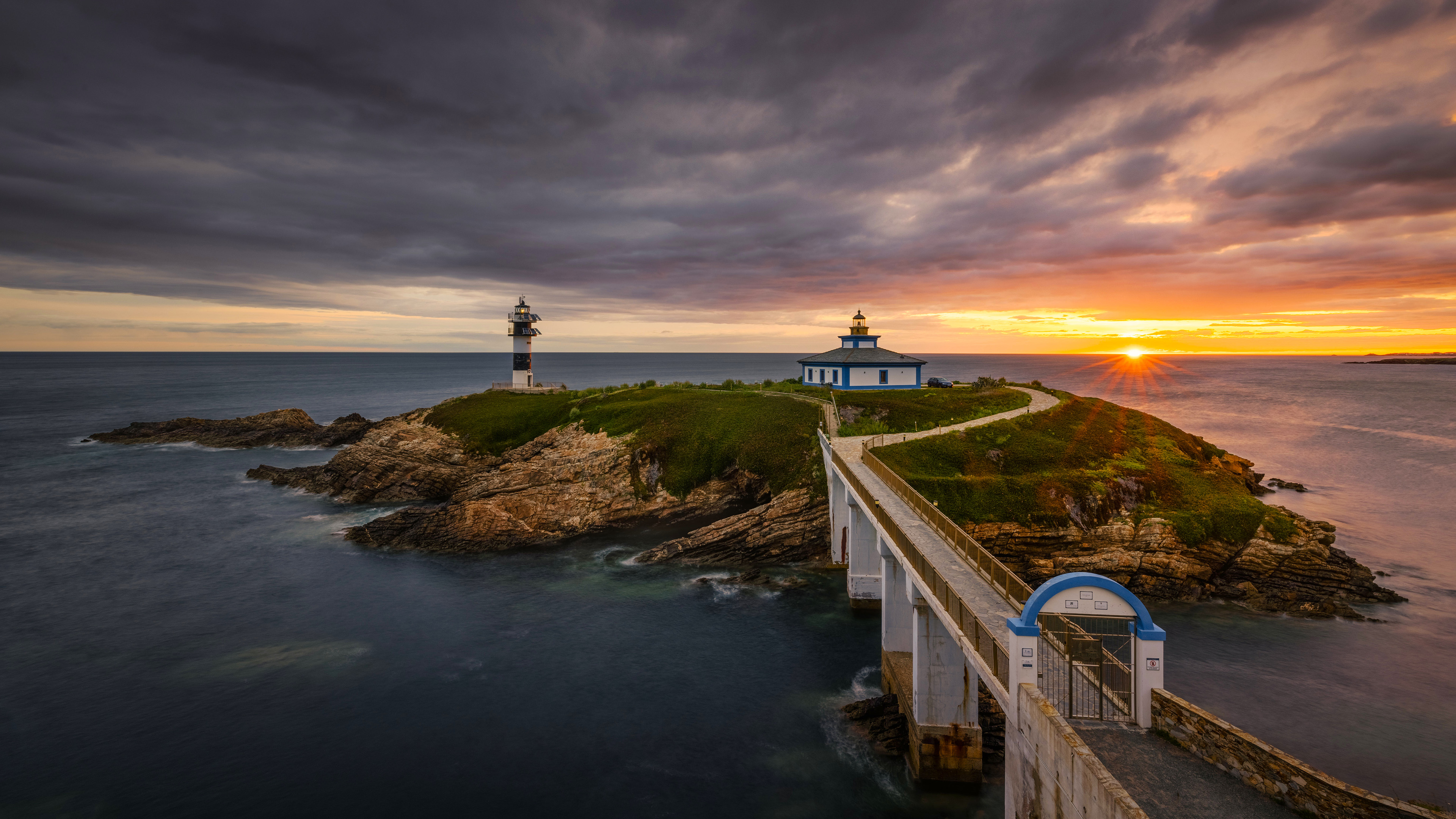 海洋天堂,日出,海岛,灯塔
