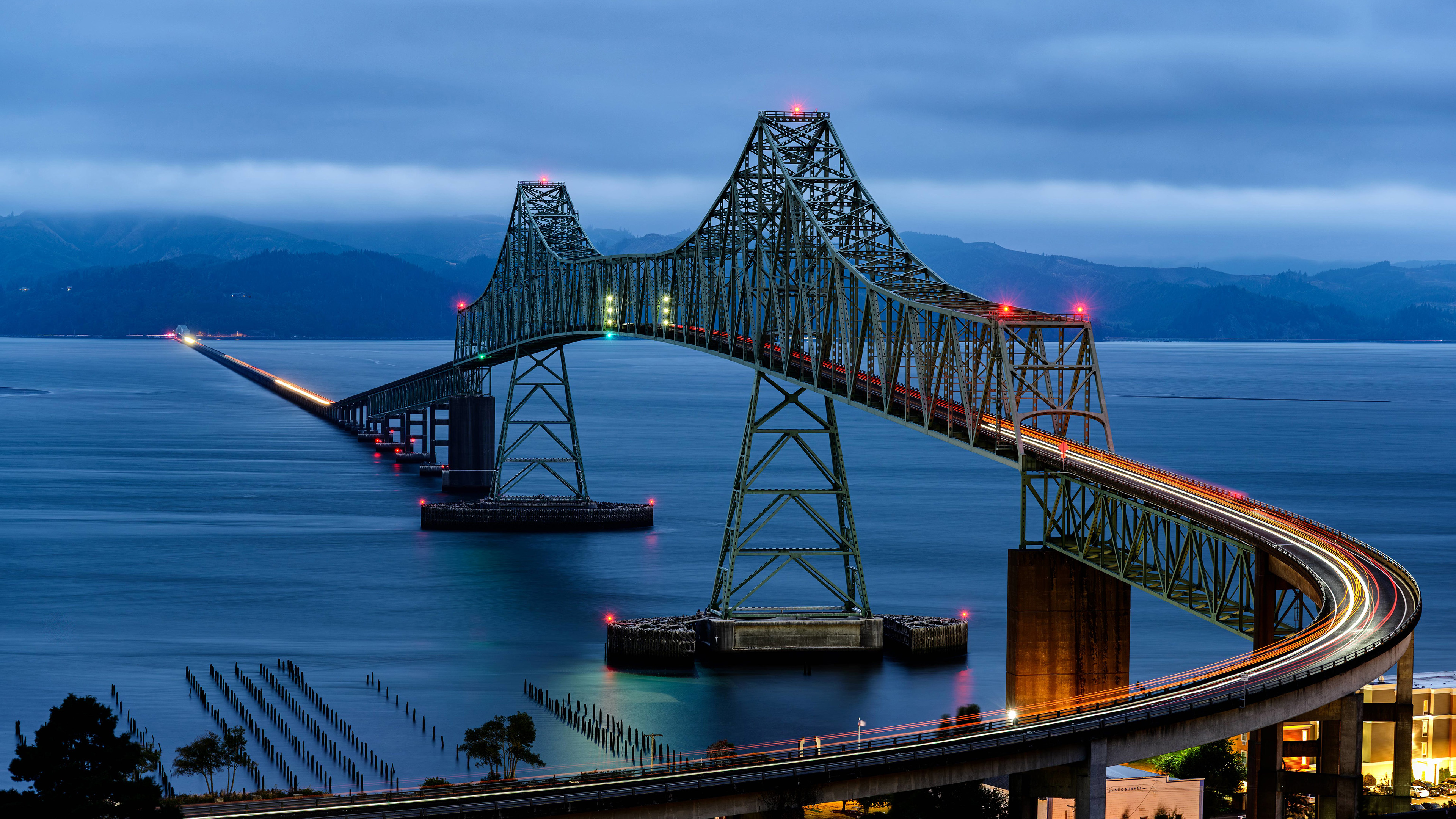 城市夜景,跨海大桥,公路桥