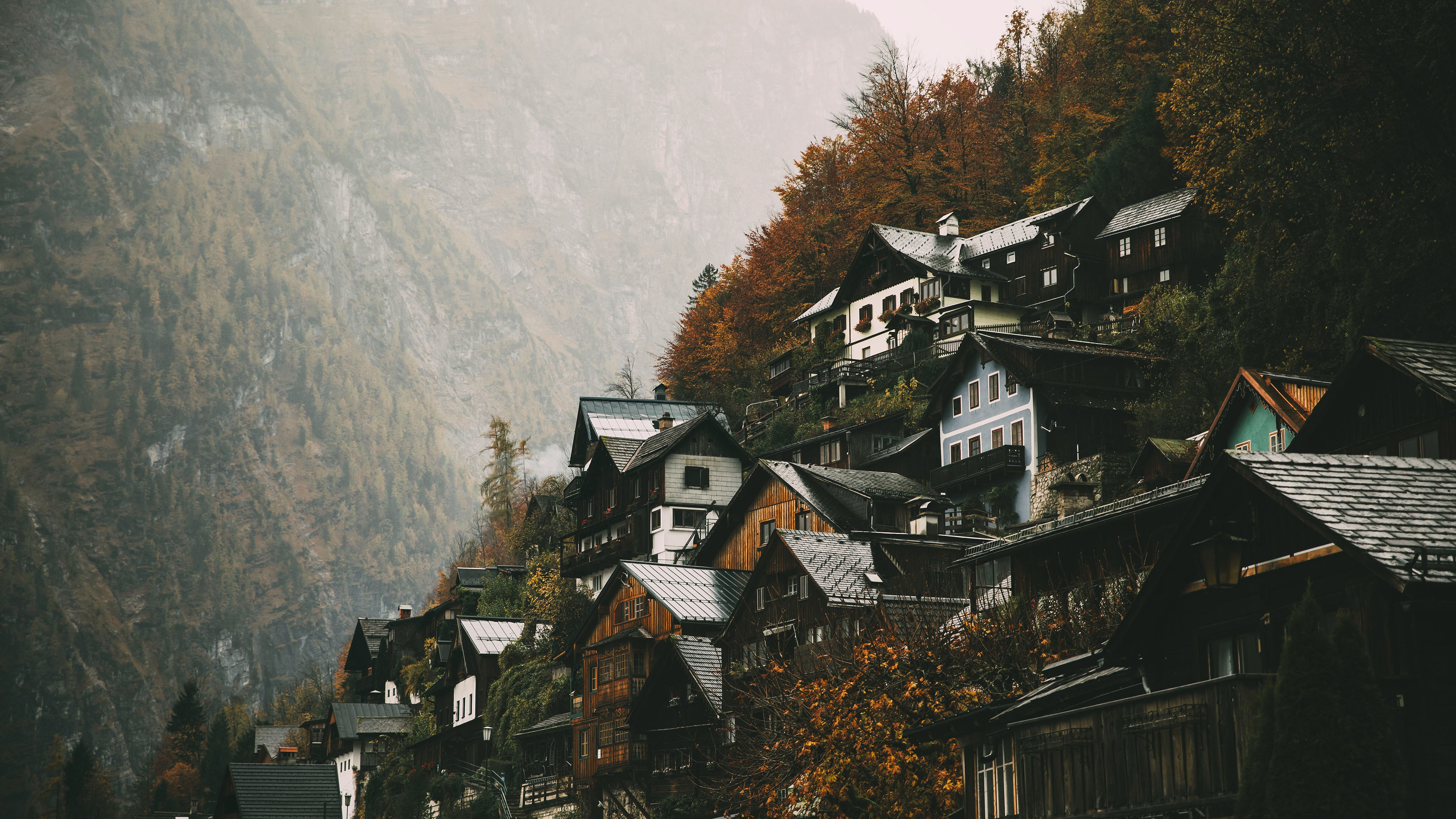 自然风光,山坡,小镇