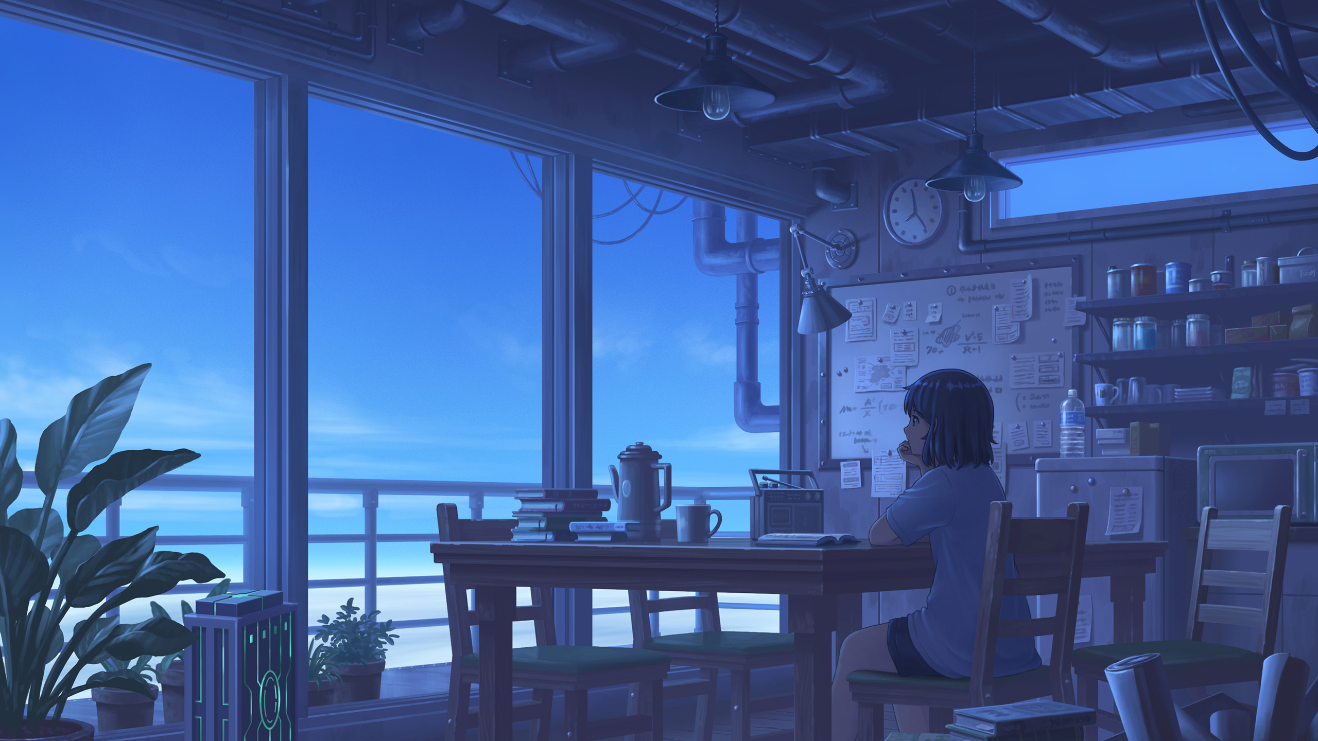 海边,窗户,书桌,温馨